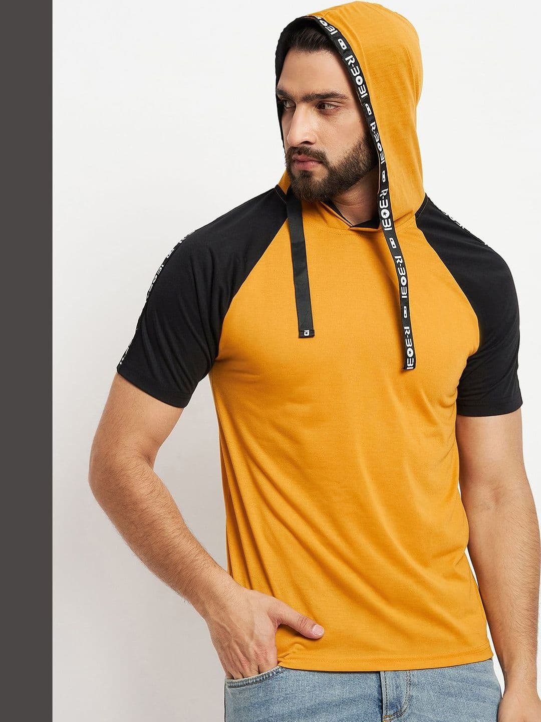 Kook N Keech Men Brand Logo Colourblocked Hooded T-shirt - view 1