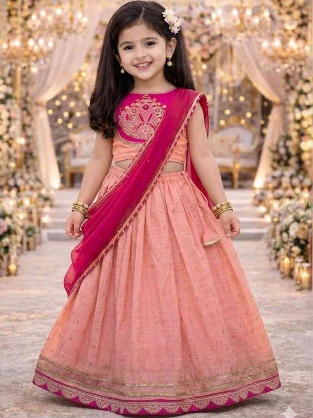 KALINI Girls Embroidered Sequinned Ready to Wear Lehenga & Blouse With Dupatta - view 1