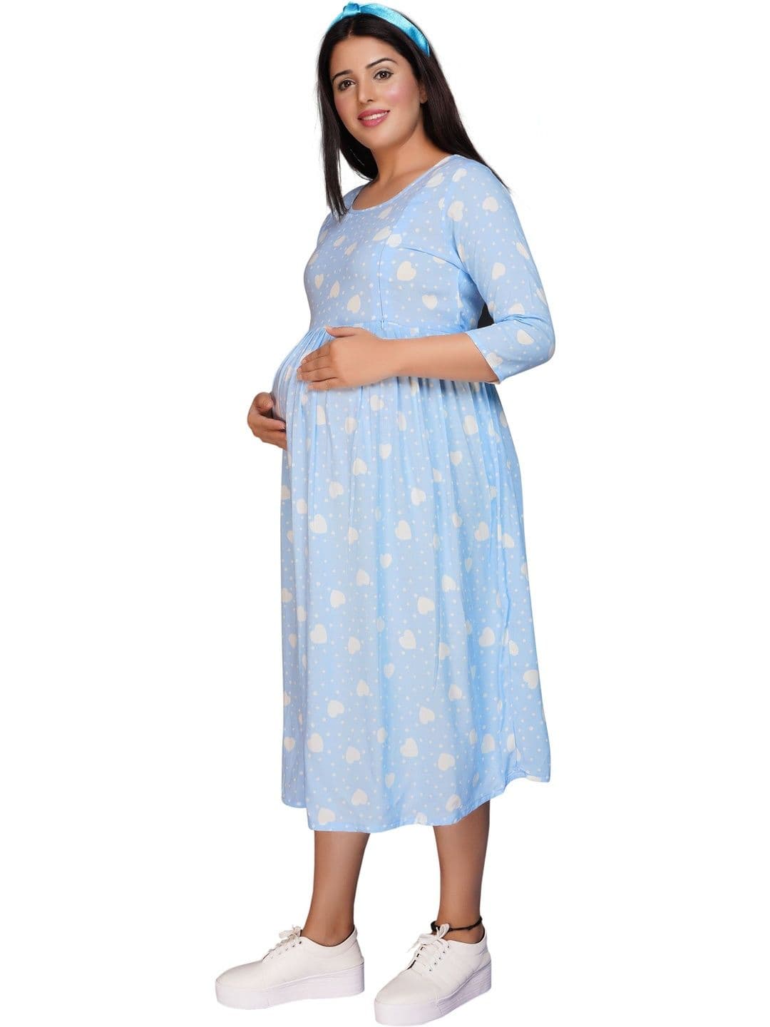 Mammas Maternity Print Maternity A-Line Midi Dress - view 1