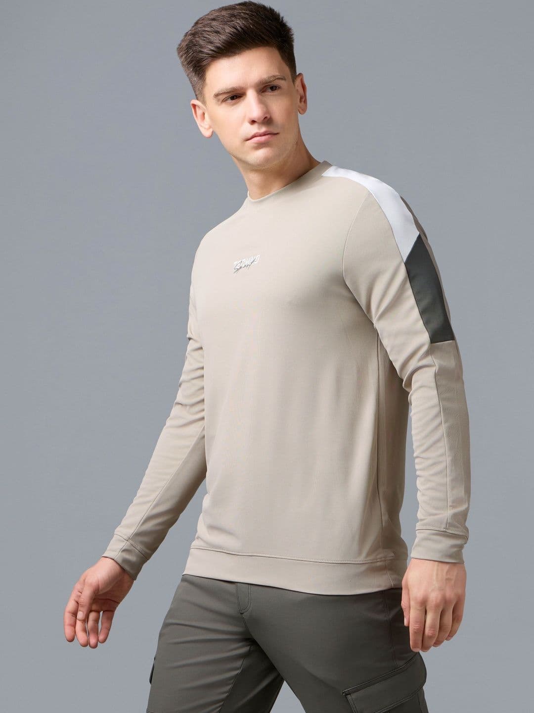 Technosport Men Brand Logo Colourblocked Slim Fit T-shirt - view 1