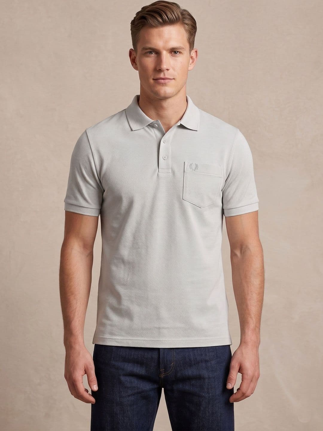 UNEX Men Brand Logo Polo Collar Pockets Cotton T-shirt - view 1