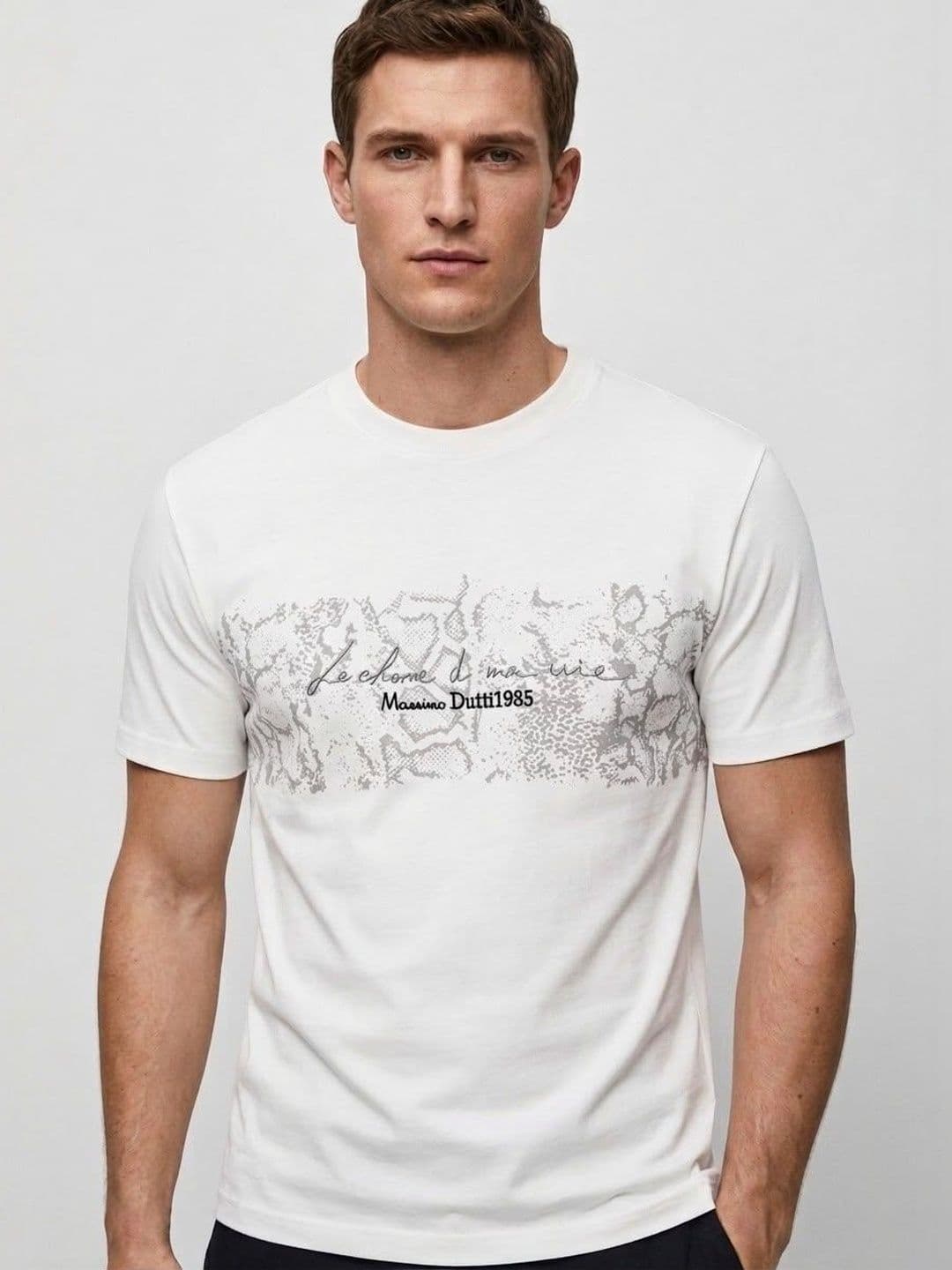 BIGCAPS Men Solid White T-Shirt - view 1