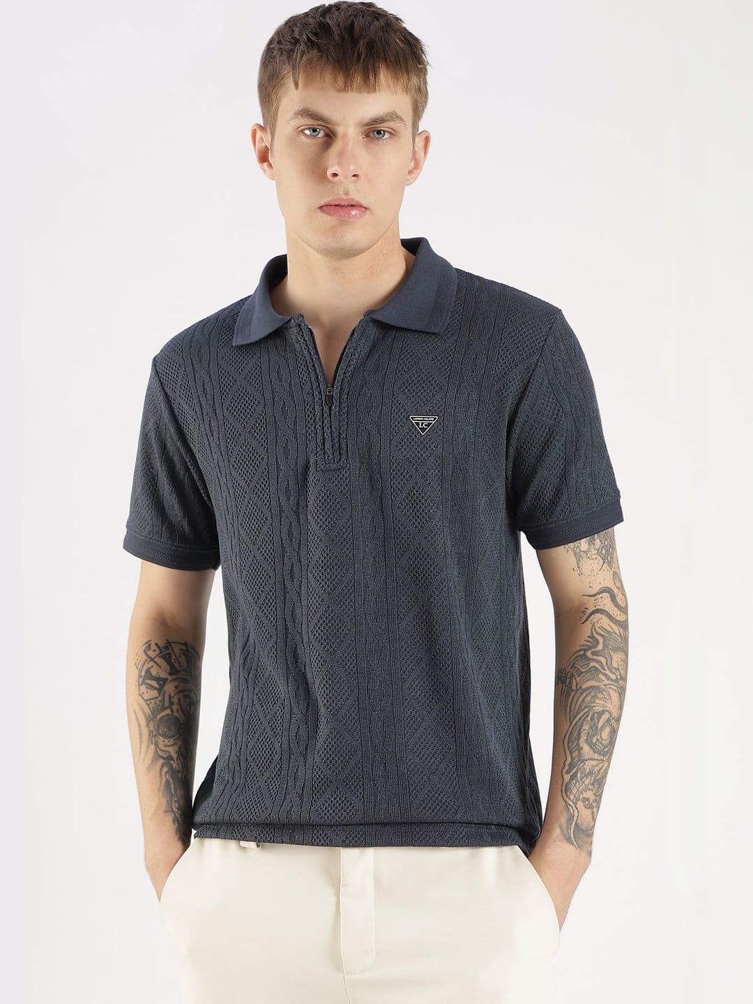 LONDON COLORS Men Polo Collar T-shirt - view 1