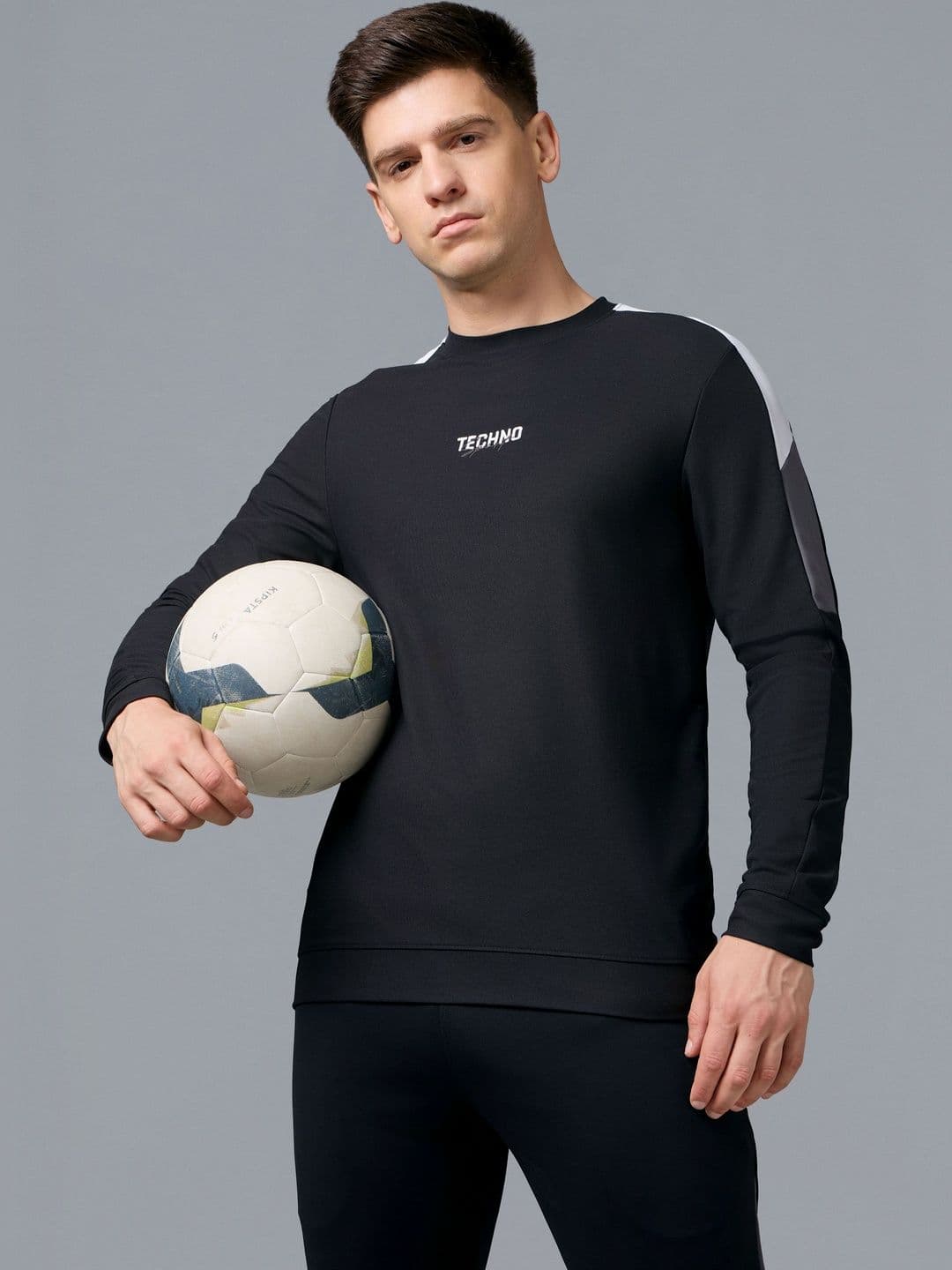 Technosport Men Brand Logo Colourblocked Slim Fit T-shirt - view 1