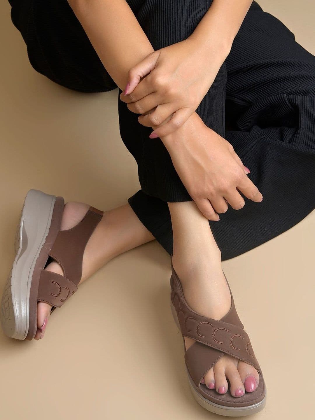 Shoetopia Textured Wedge Sandals - view 1