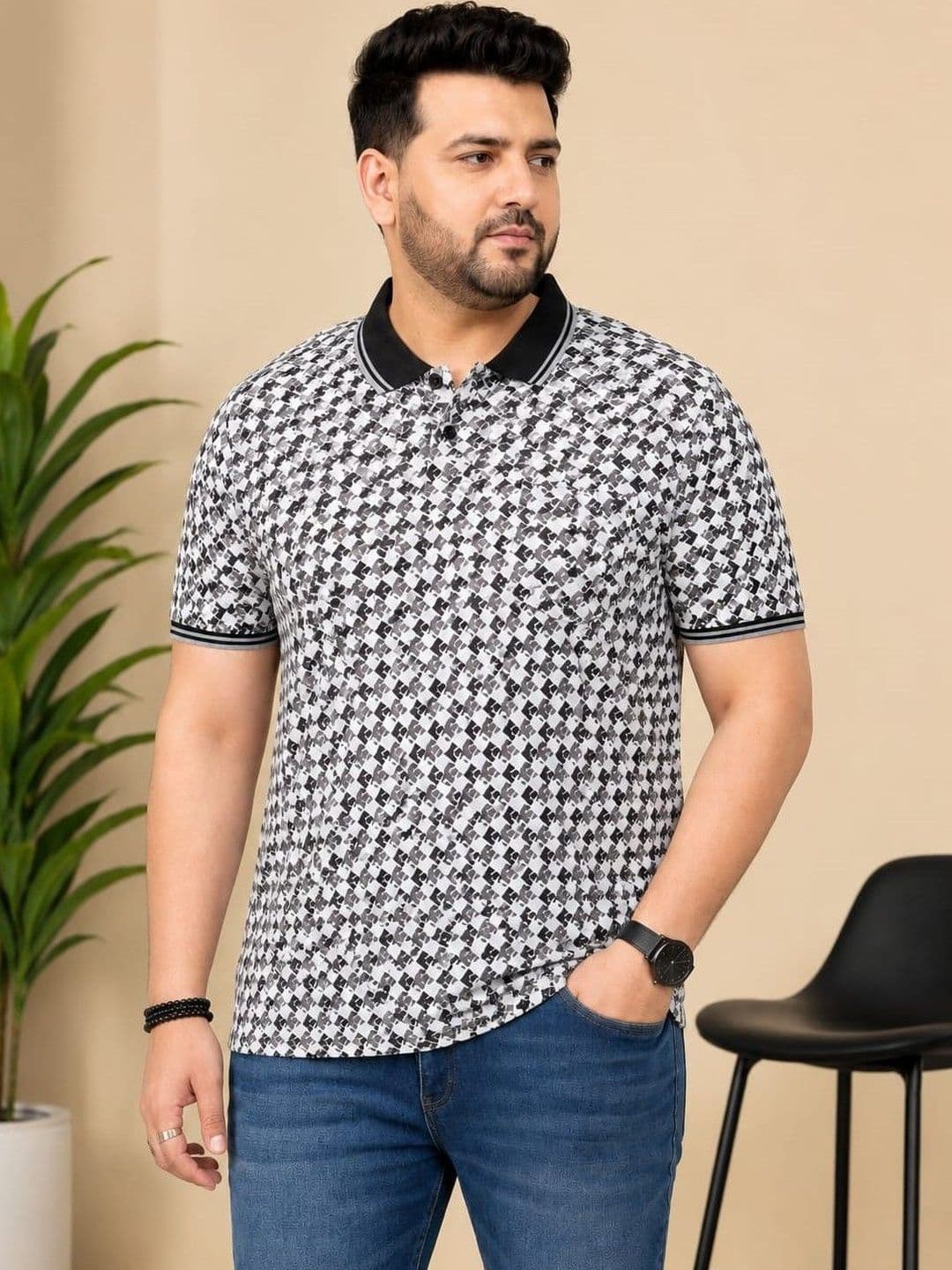 Austin wood Men Printed Polo Collar T-shirt - view 1