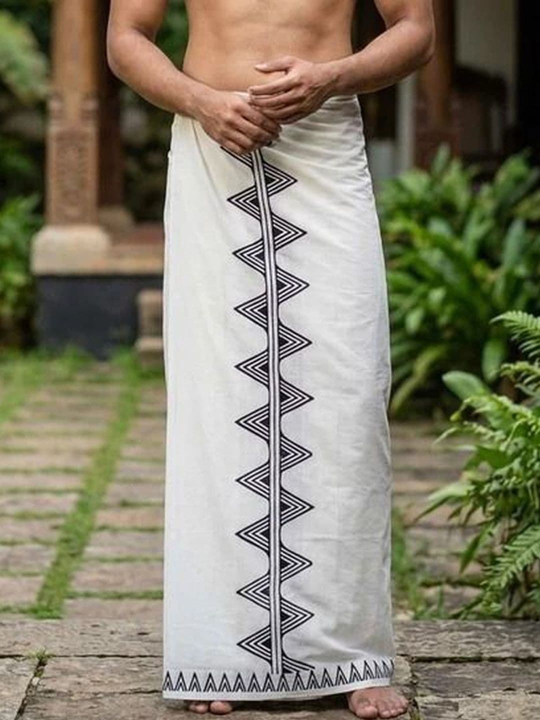CRYSTAL HEAL Men Printed Cotton Blend Dhoti Dhotis - view 1