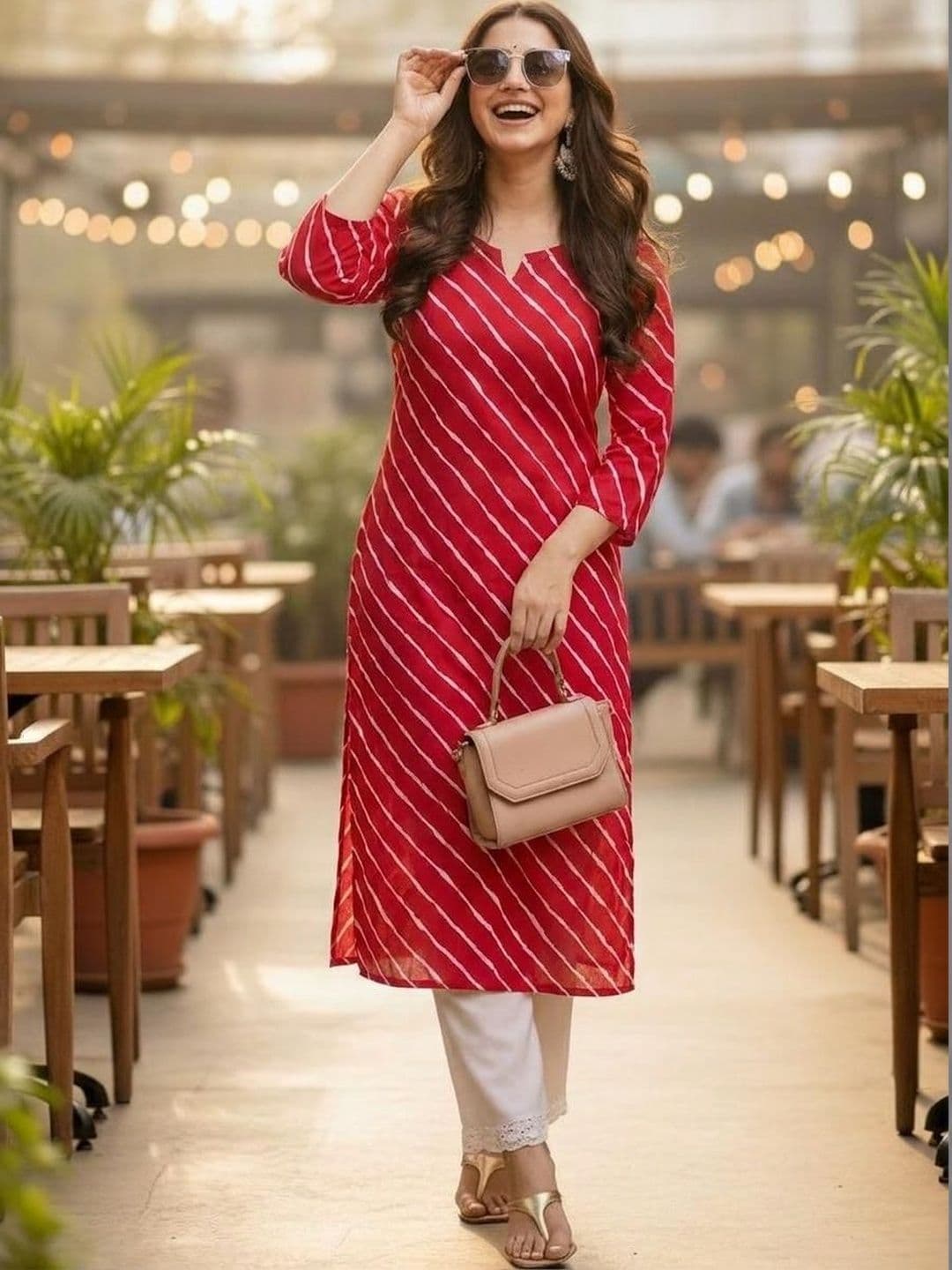 Pjyot by surhi Women Leheriya Printed Kurta - view 1