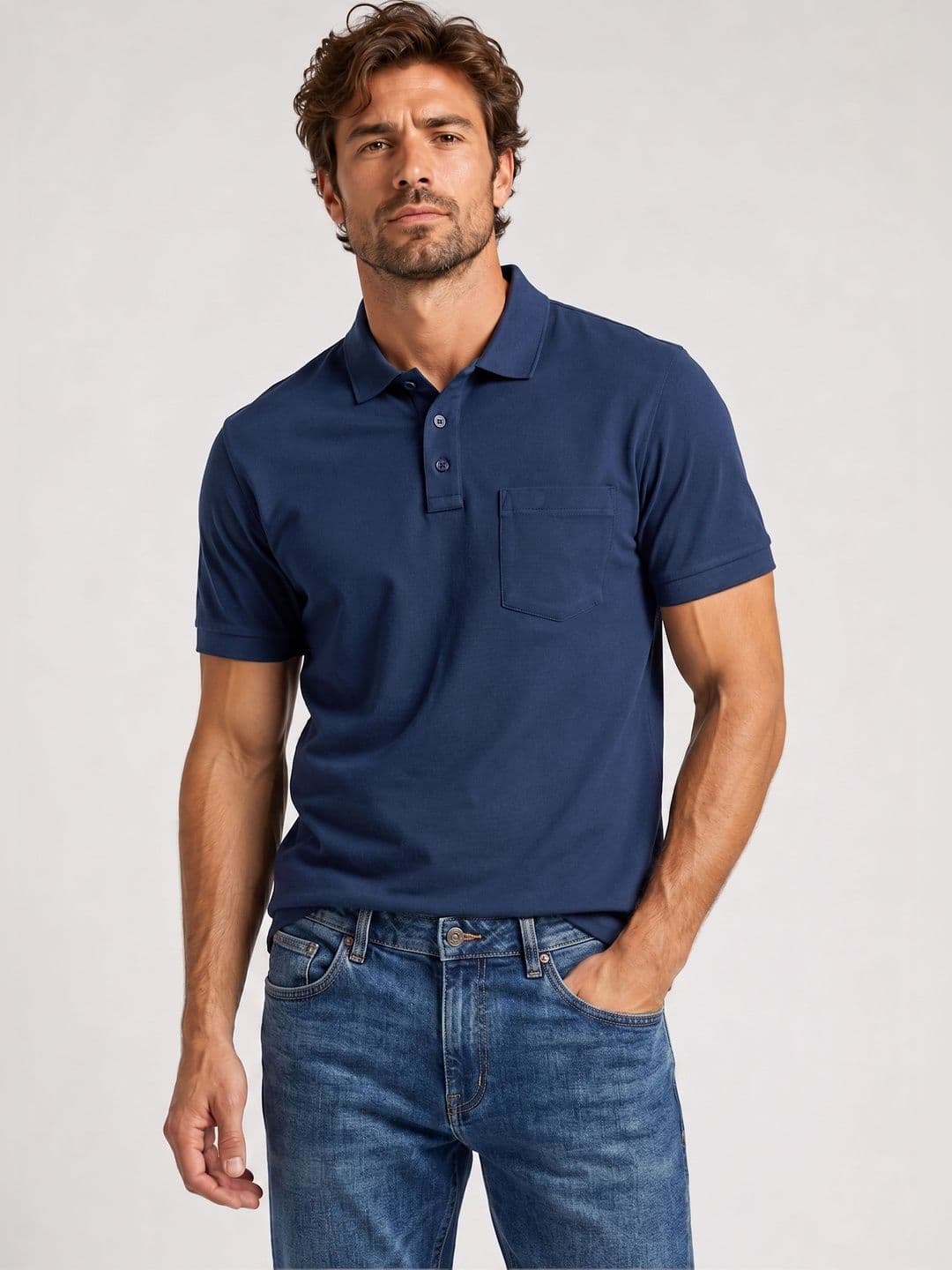 Roadster Men Polo Collar Pure Cotton Pockets T-shirt - view 1