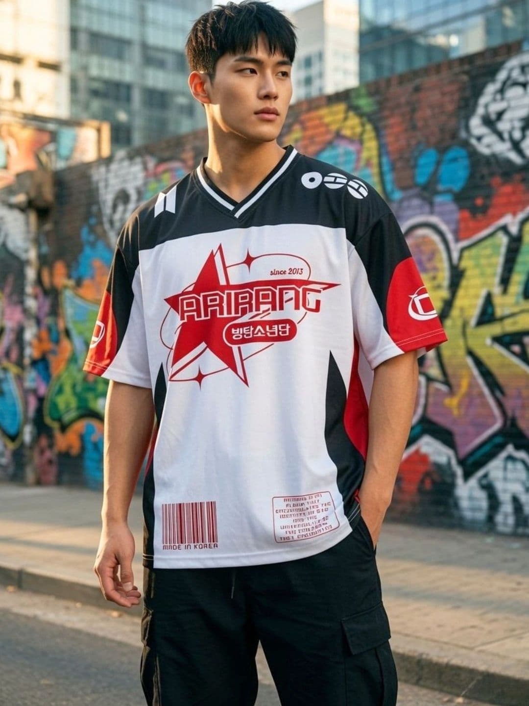 Blacksmith Men Graphic Printed V-Neck Oversized T-shirt - view 1