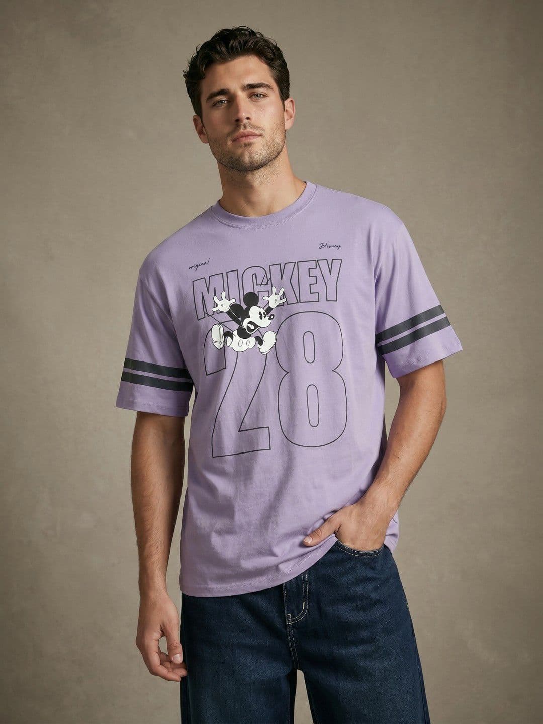 glitchez Graphic Mickey Mouse Printed Relaxed Fit Cotton T-shirt - view 1