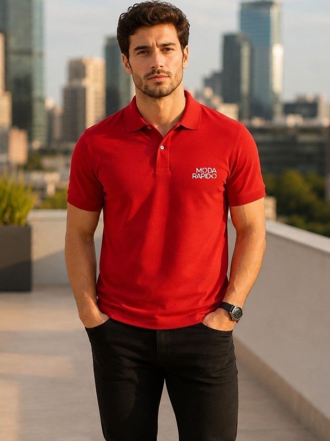 Moda Rapido Men Brand Logo Polo Collar T-shirt - view 1