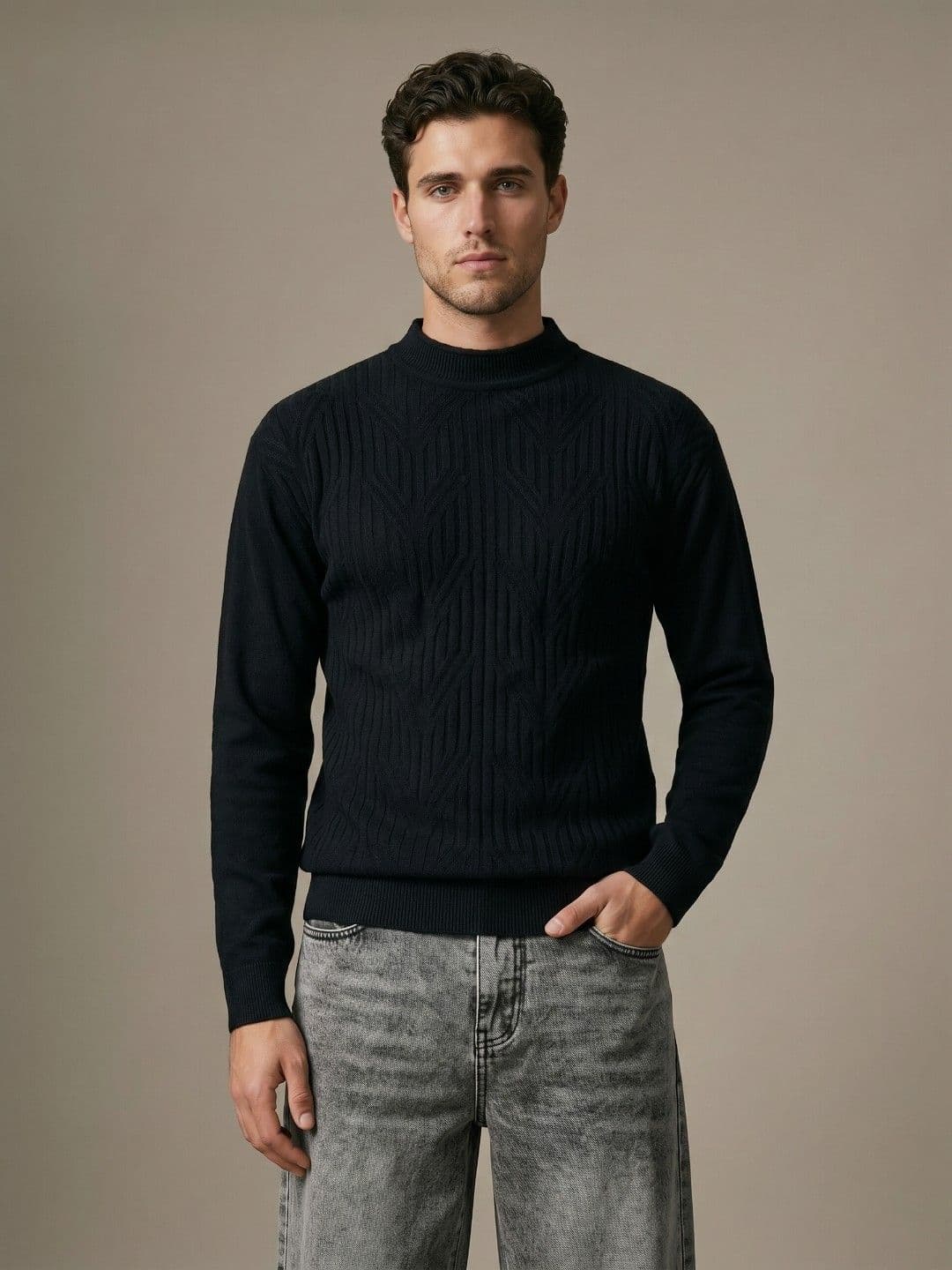 glitchez High Neck Pure Acrylic Sweaters - view 1