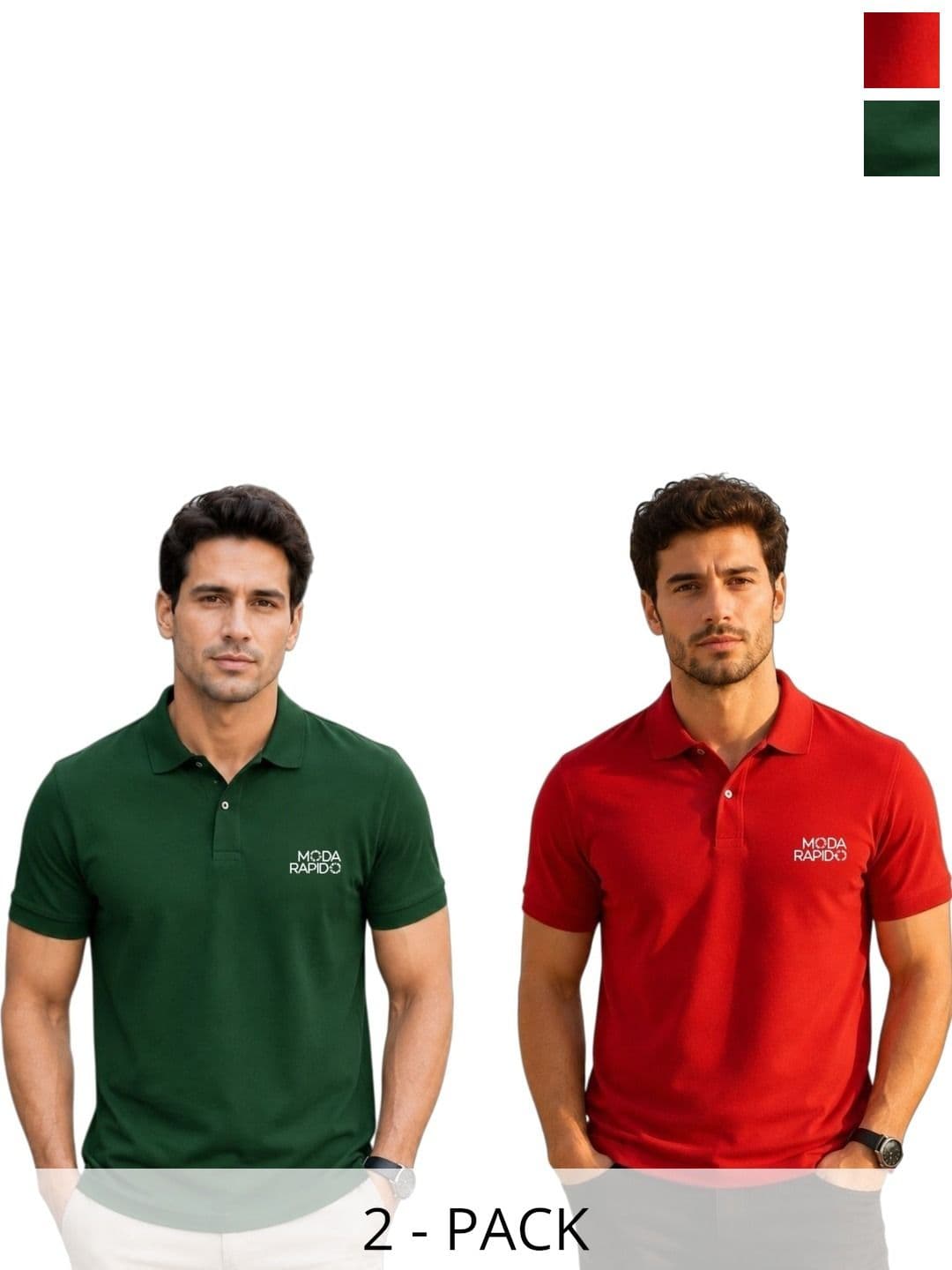 Moda Rapido Men Brand Logo 2 Polo Collar Pockets T-shirt - view 1