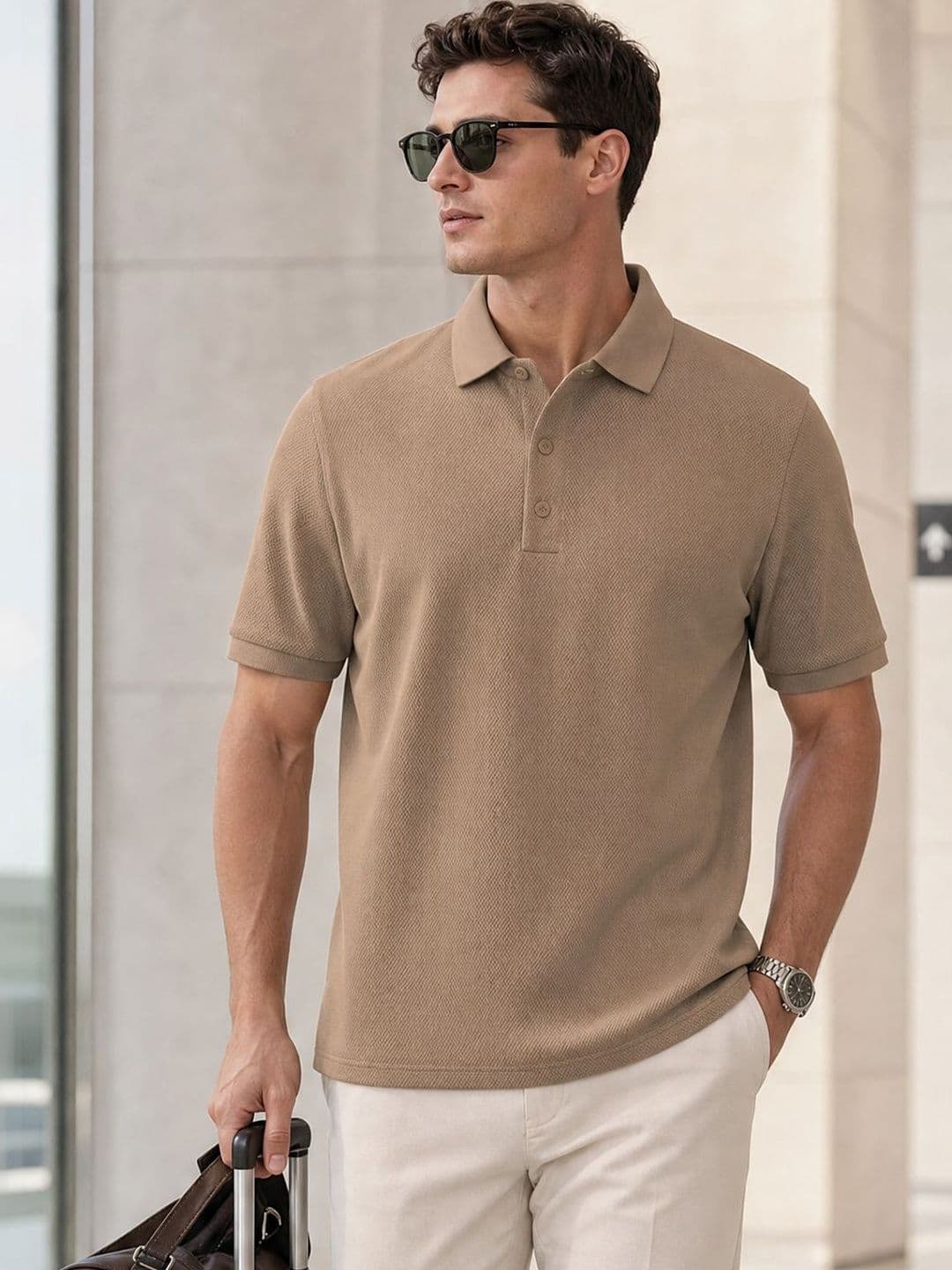 NOBERO Men Solid Cotton Polo Collar T-shirt - view 1