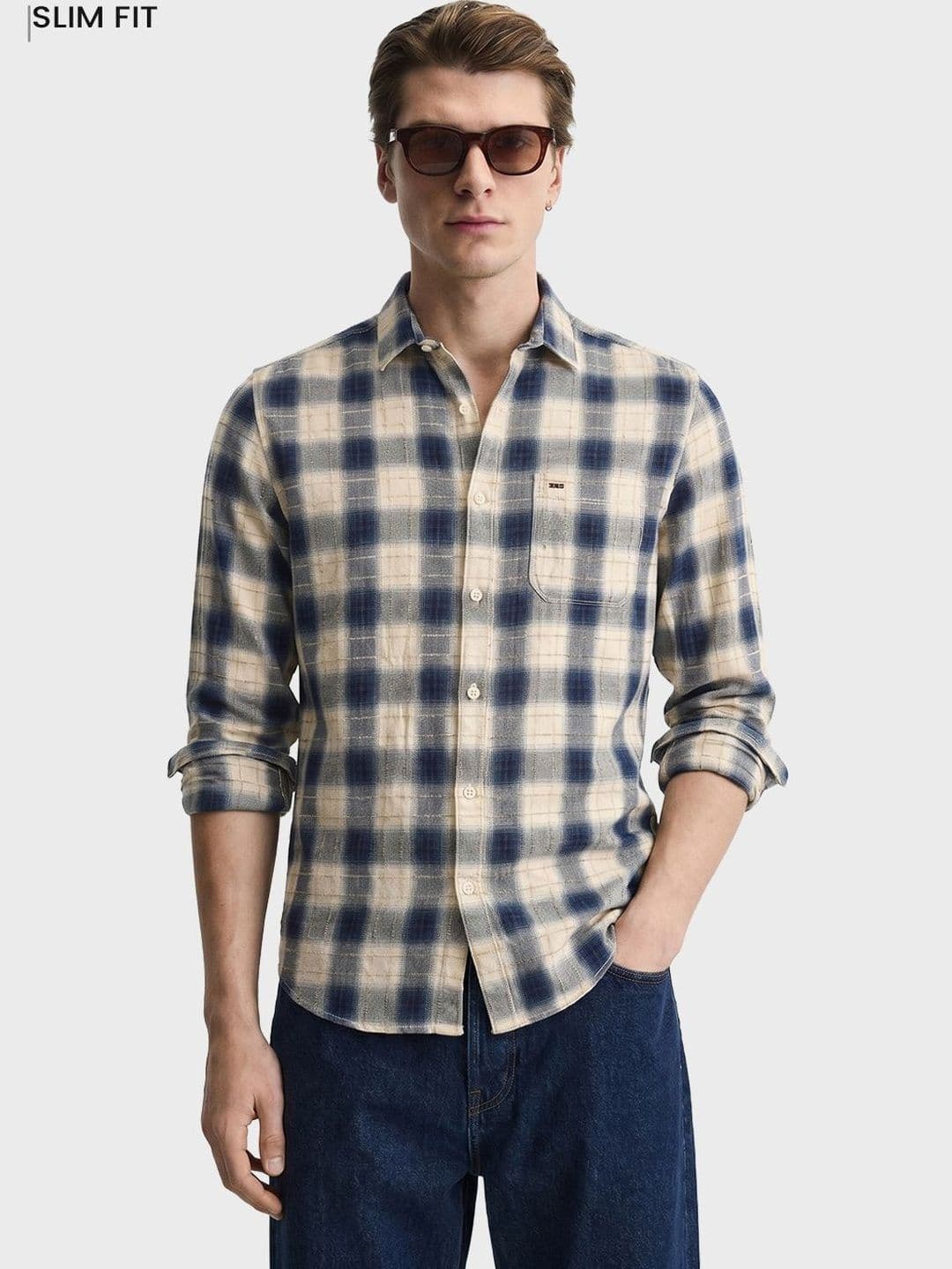 The Indian Garage Co Men Slim Fit Gingham Checks Checked Casual Shirt - view 1