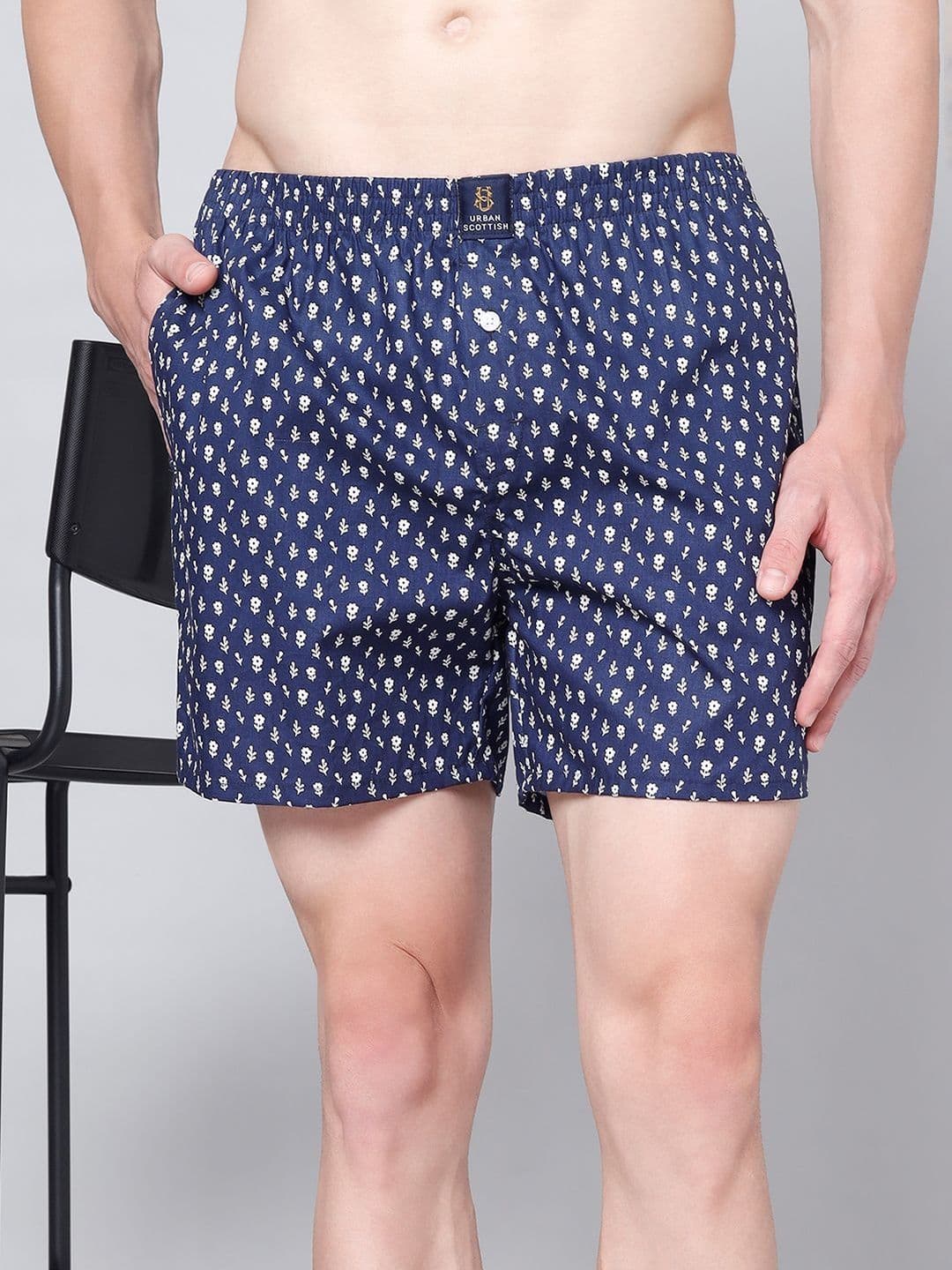 URBAN SCOTTISH Pack Of 2 Printed Pure Cotton Boxers With Side Pockets - view 1