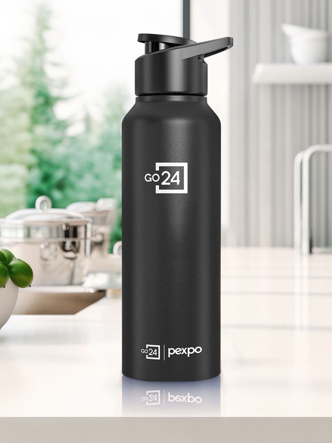 Go24 Chromo-Xtreme Black Solid Stainless Steel Single Wall Vacuum Water Bottle - 750ml - view 1
