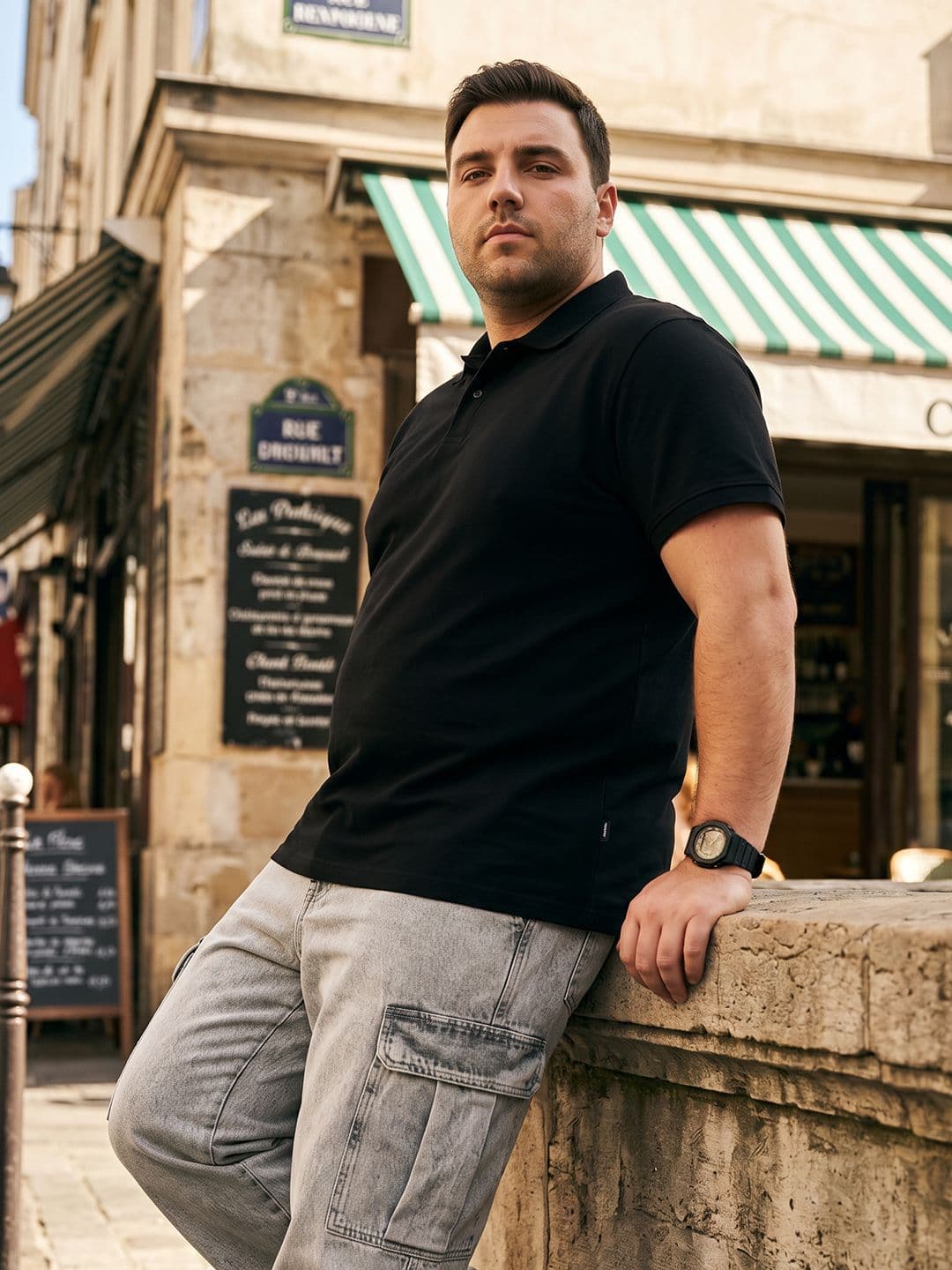 Sztori Plus Size Polo Collar Pure Cotton T-shirt - view 1