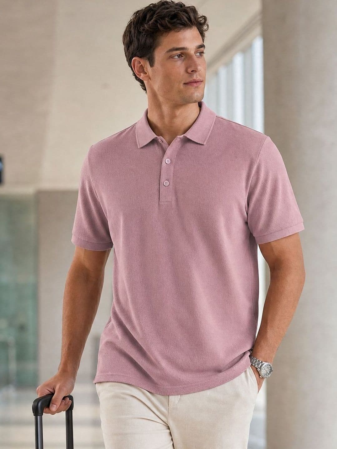 NOBERO Men Solid Cotton Polo Collar T-shirt - view 1