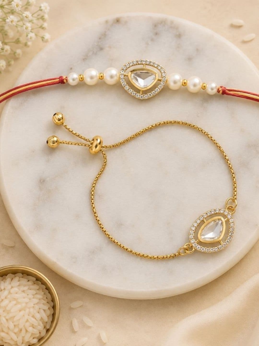 I Jewels Bhaiya Bhabhi Rakhi Set with Roli Chawal & Card - view 1