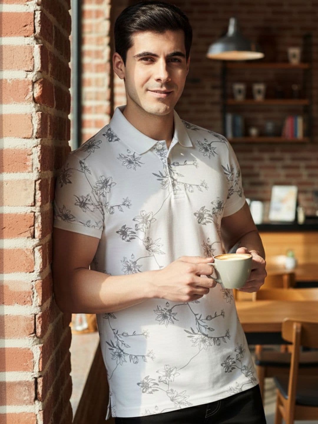 Kook N Keech Men Floral Printed Polo Collar T-shirt - view 1