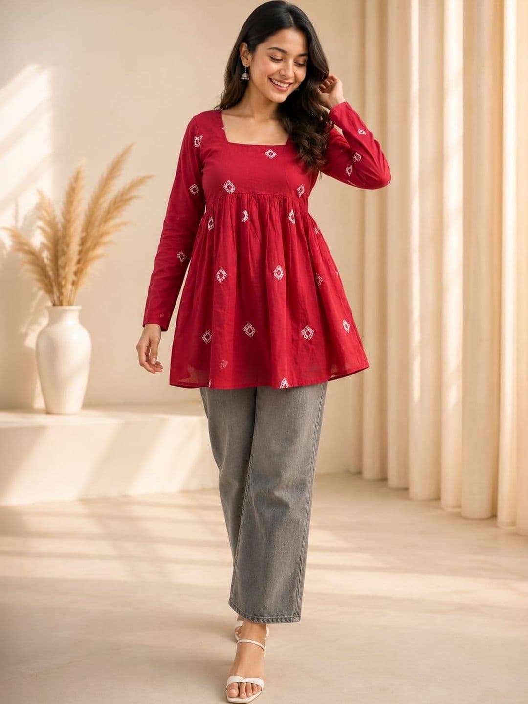 KALINI Women Rayon Printed Empire Top - view 1