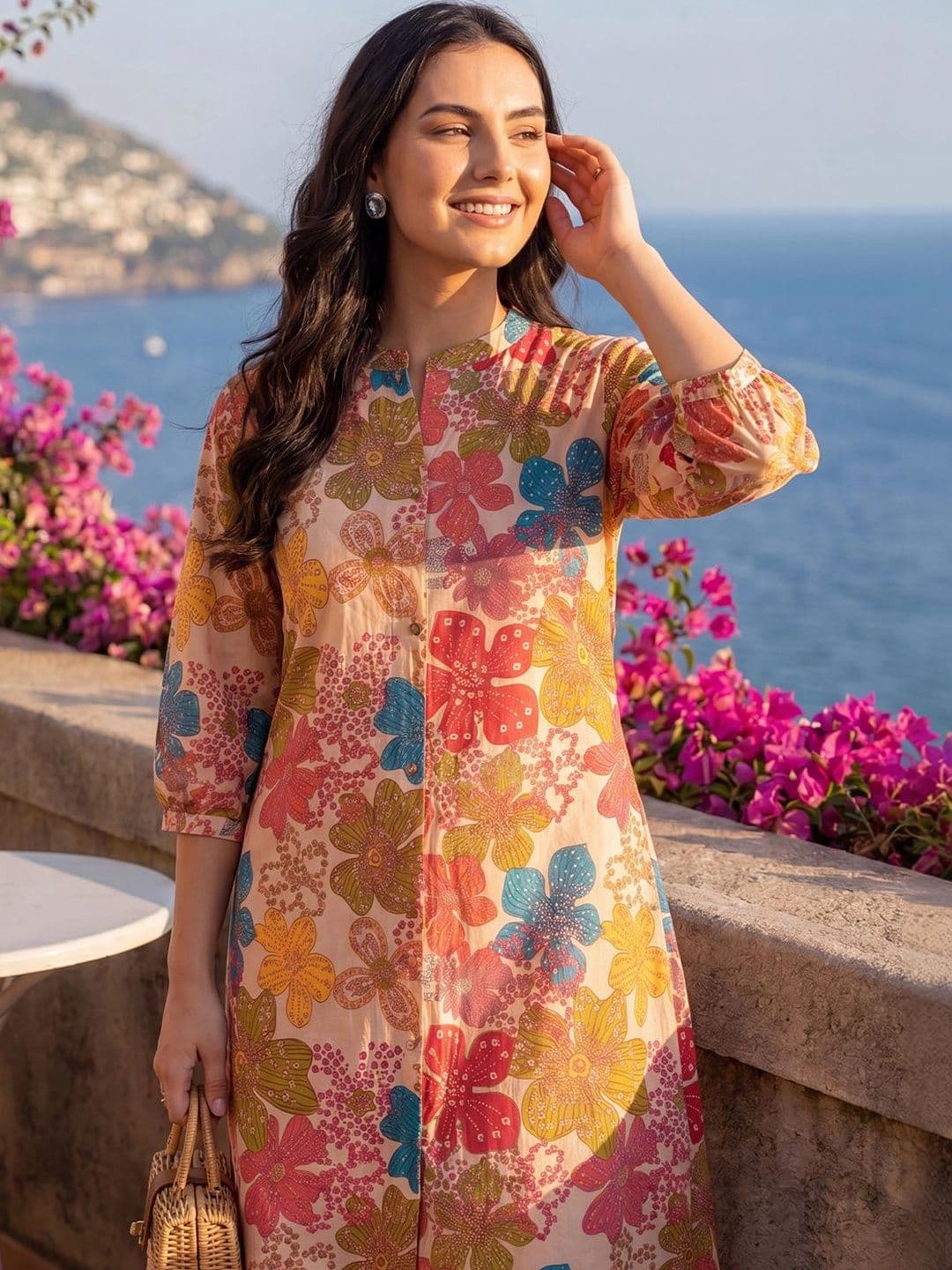 Indo Era Women Floral Printed Regular Pure Cotton Kurta with Trousers - view 1
