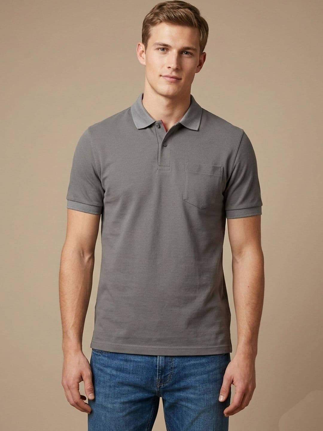 Roadster Men Polo Collar Pure Cotton Pockets T-shirt - view 1