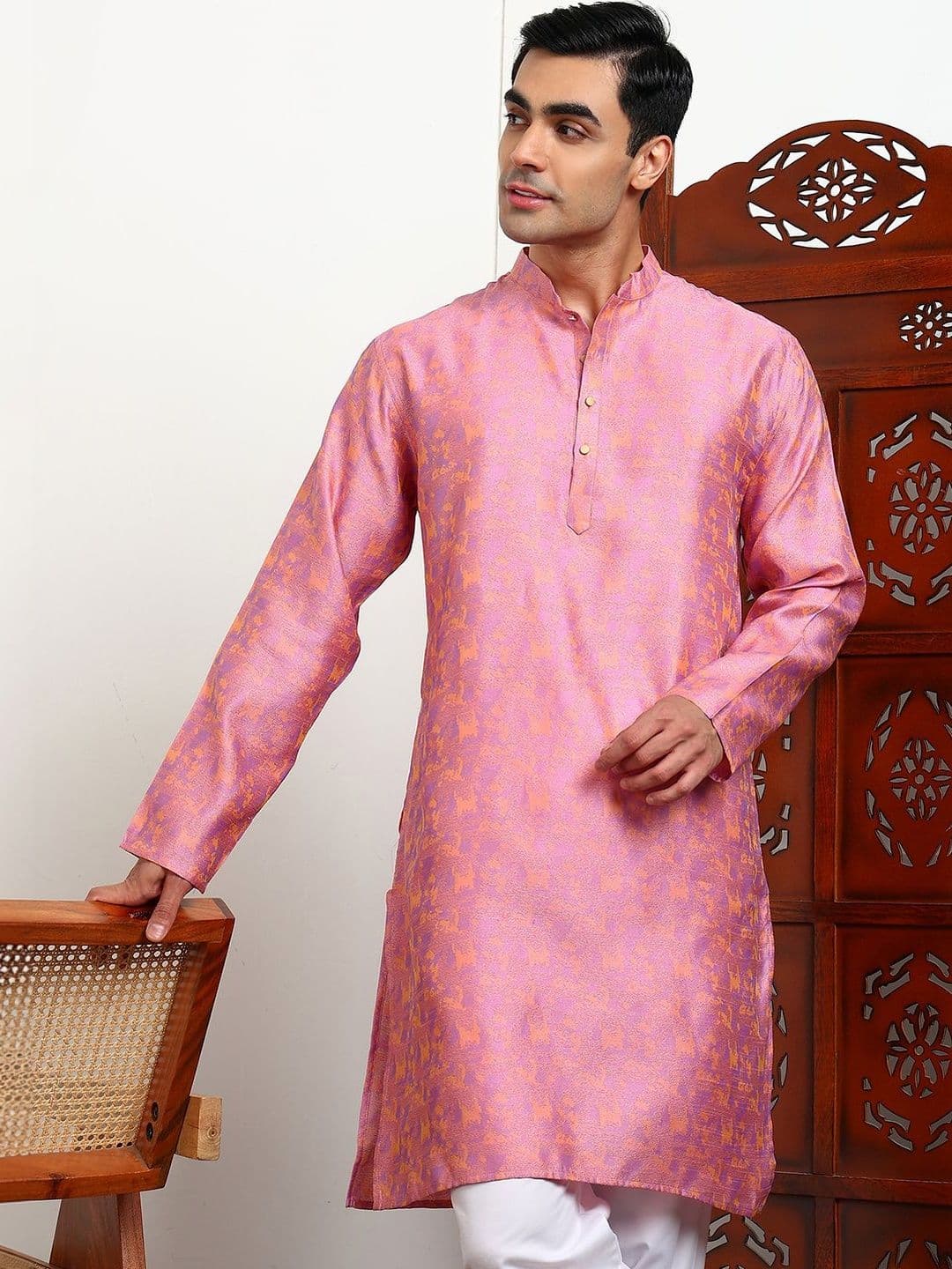 HERE&NOW Men Jacquard Kurta - view 1