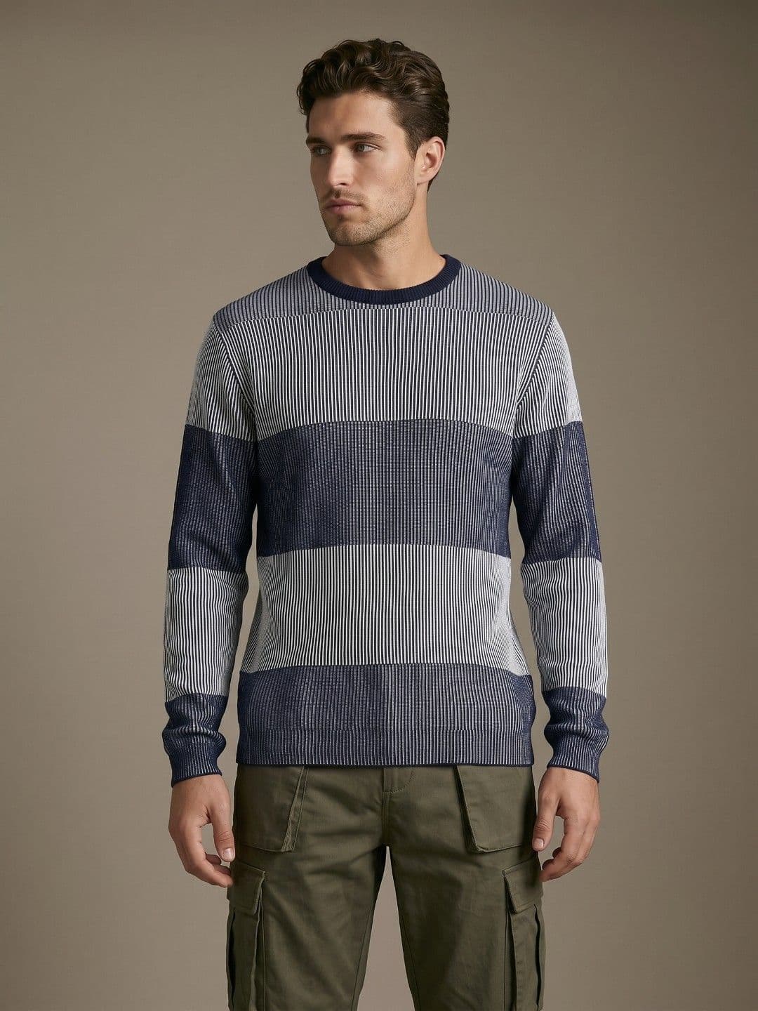 glitchez Ribbed Striped Relaxed Fit Sweaters - view 1