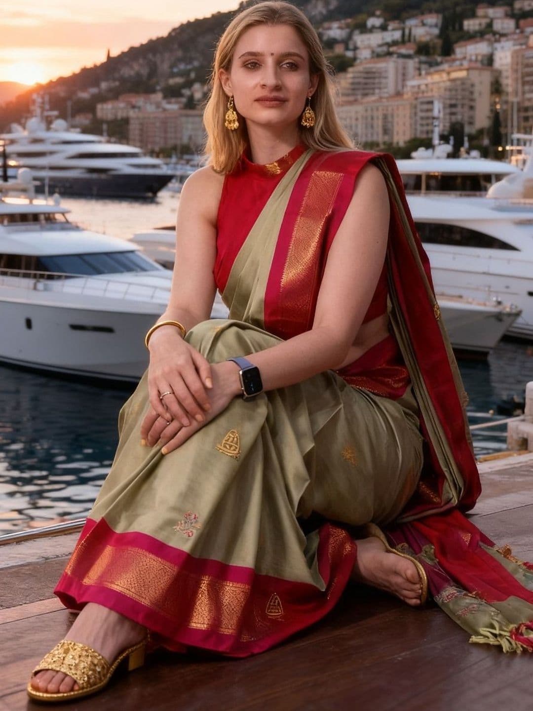 Sangria Zari Pure Cotton Kanjeevaram Saree - view 1
