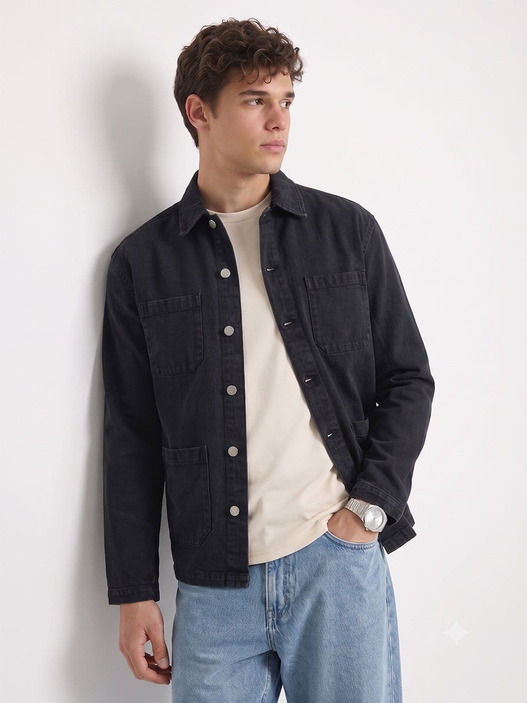 KIABI Washed Longline Denim Jacket - view 1