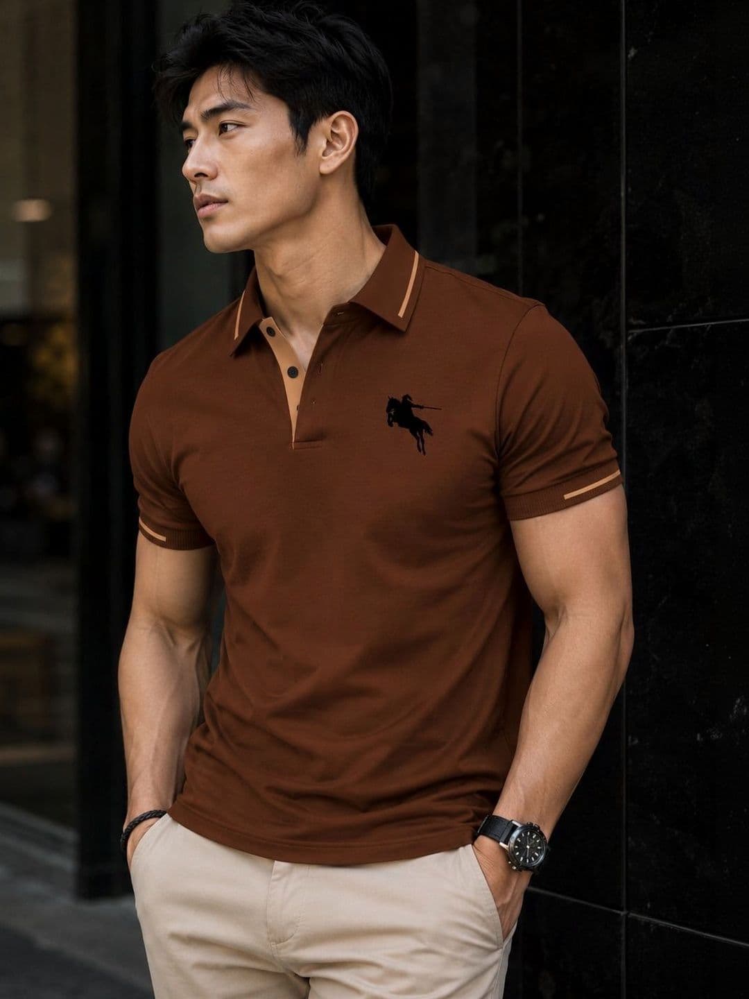 VOOTER Men Brand Logo Printed Polo Collar T-shirt - view 1