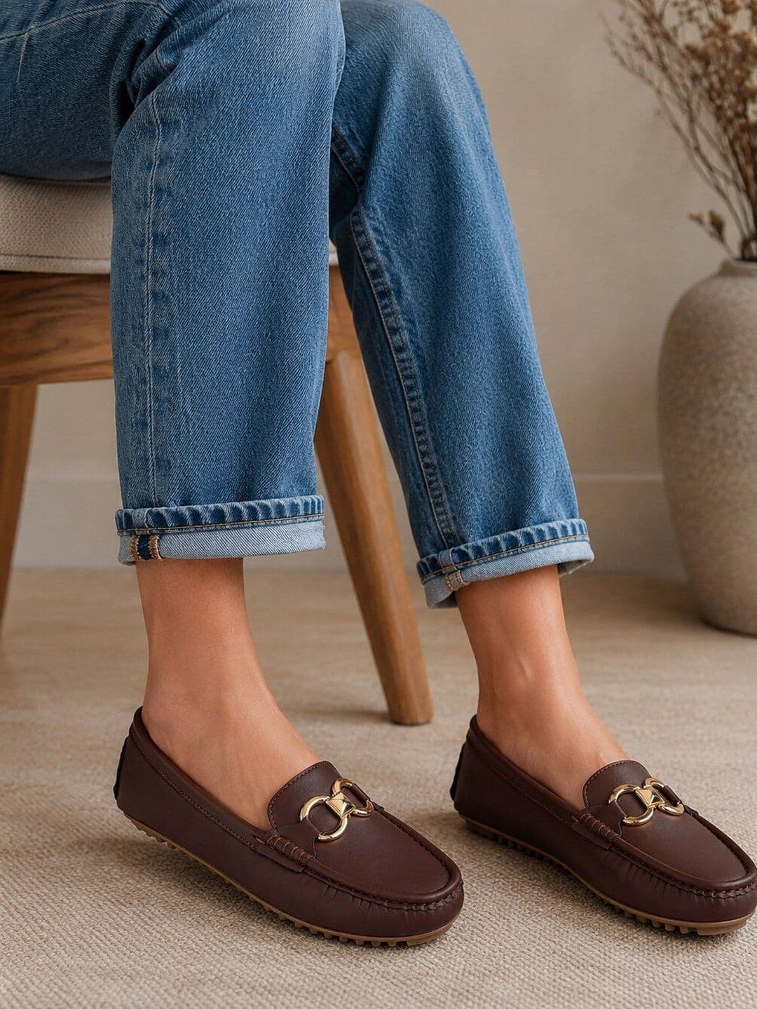 San Frissco Women Lightweight Bordo Leatherette Buckle Accent Comfortable Loafers - view 1