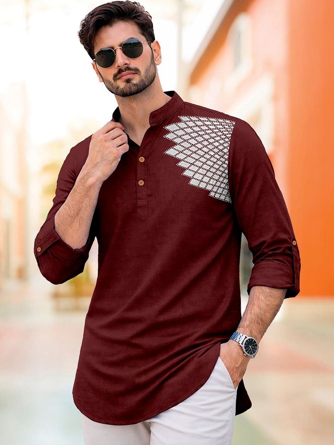 CLOTHING VEDA Men Geometric Printed Kurta - view 1