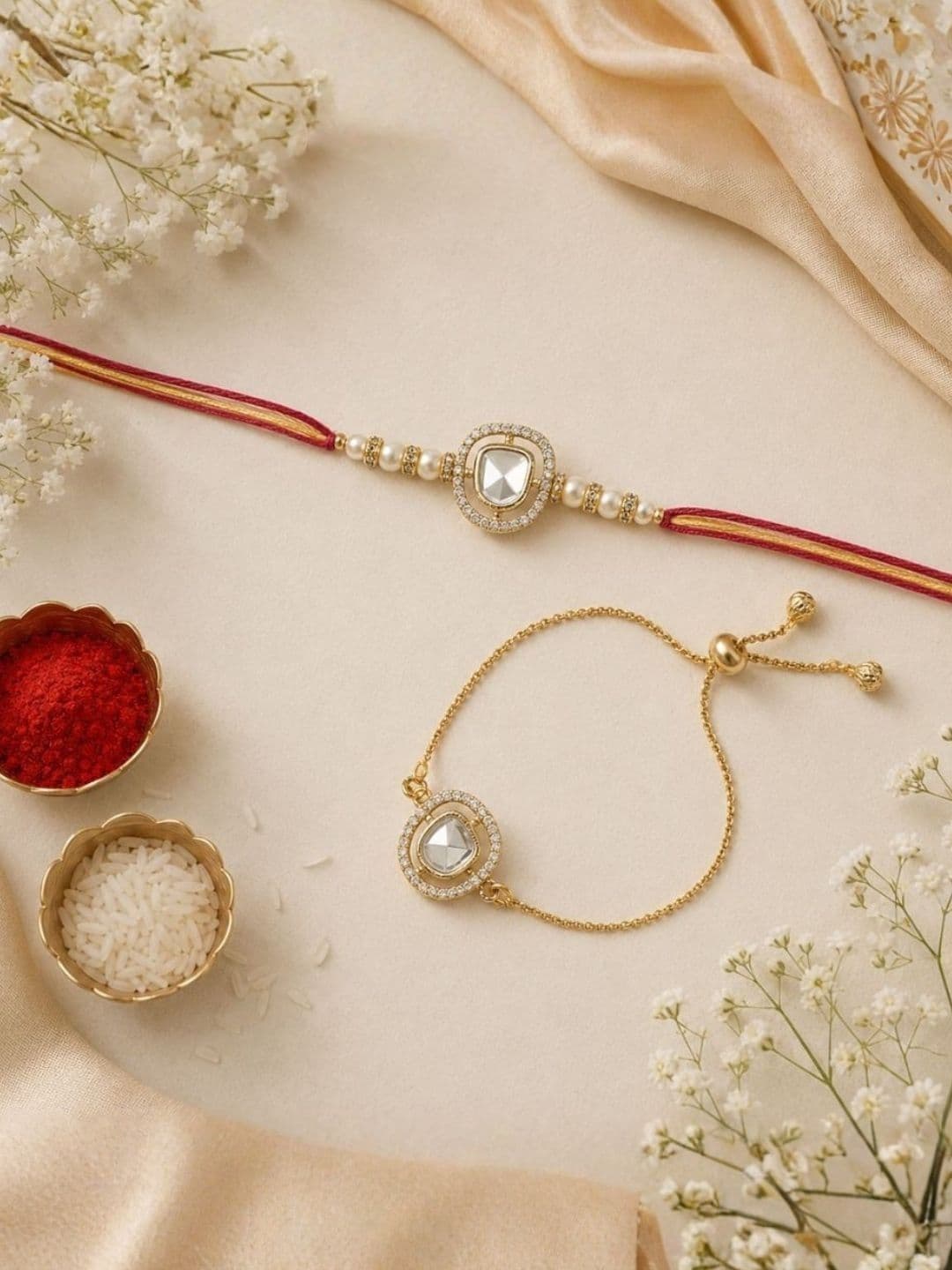 I Jewels Bhaiya Bhabhi Rakhi Set with Roli Chawal & Card - view 1