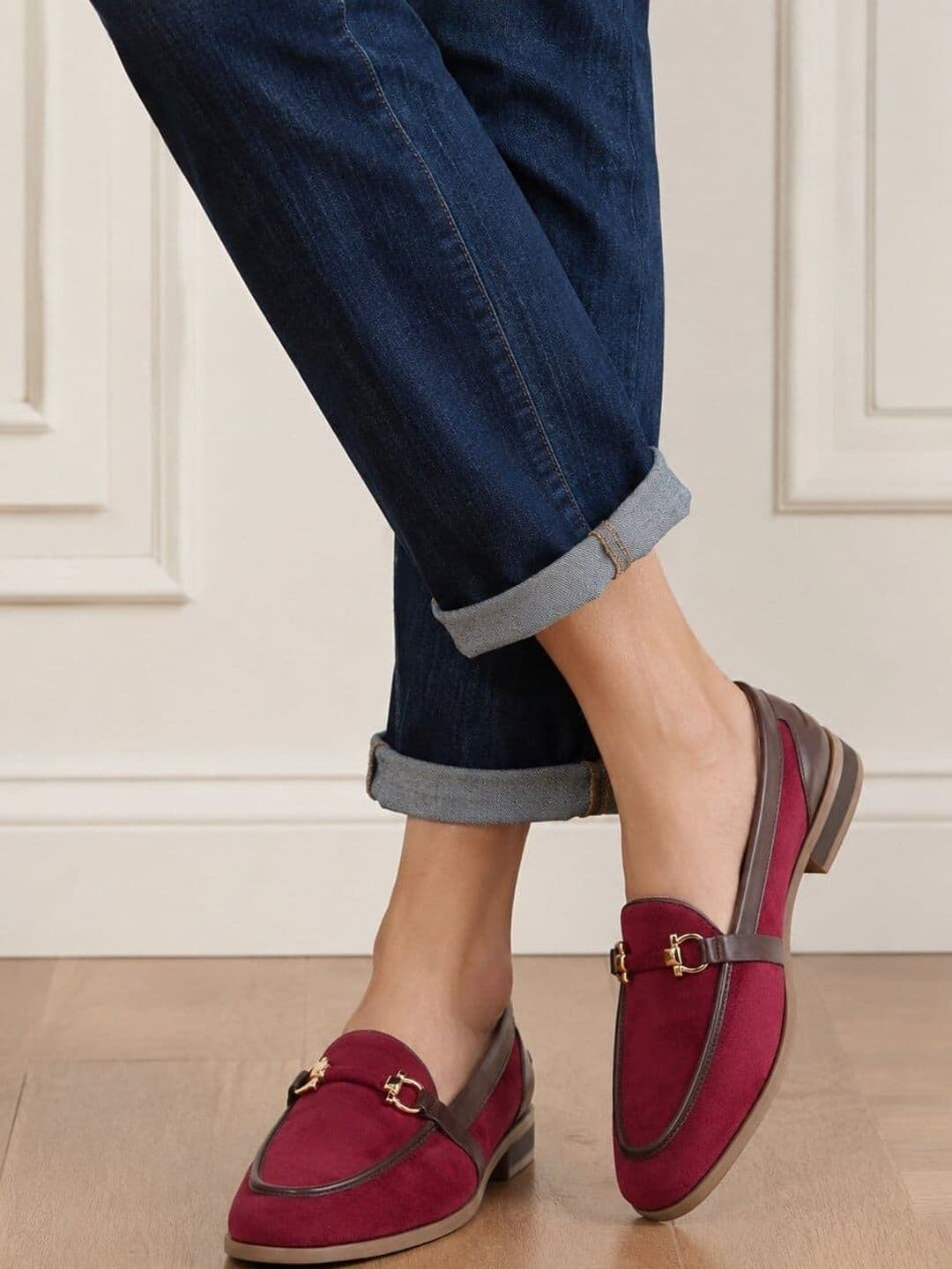 San Frissco Women Bordo Solid Suede Horsebit Slip-On Formal Loafers - view 1