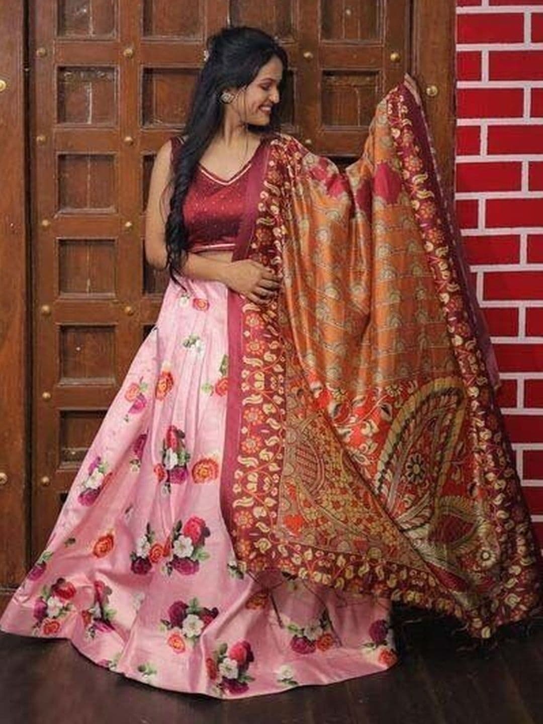 KAHIRAA WHOLETEX Embellished Semi-Stitched Lehenga & Unstitched Blouse With Dupatta - view 1