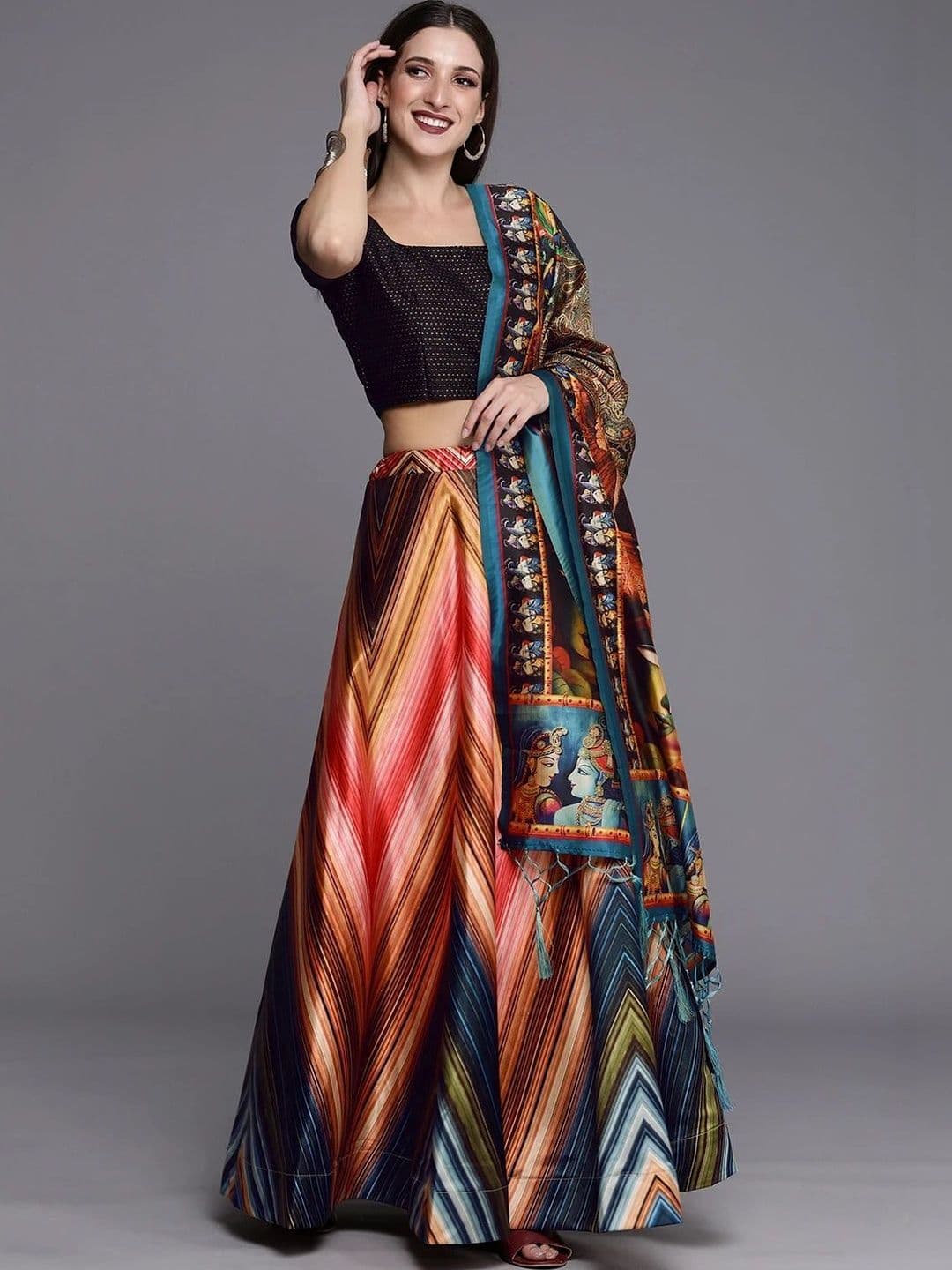 KAHIRAA WHOLETEX Embellished Semi-Stitched Lehenga & Unstitched Blouse With Dupatta - view 1