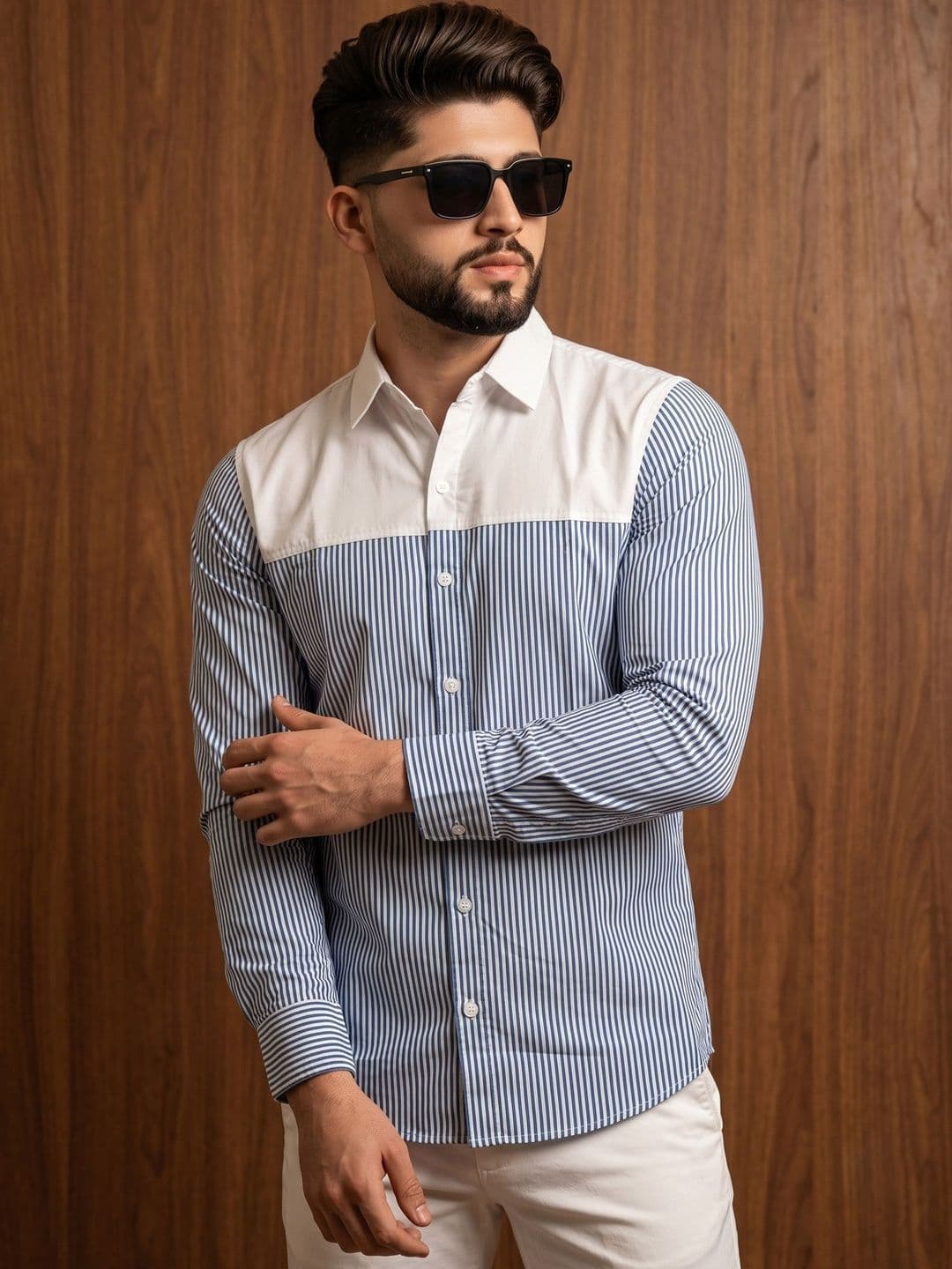 N AND J Men Slim Fit Striped Casual Shirt - view 1