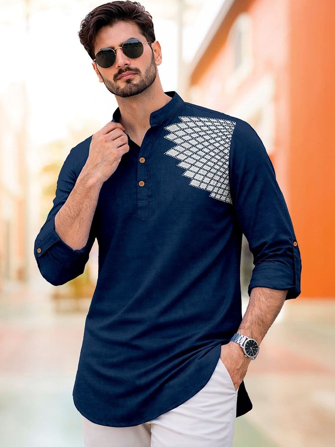 CLOTHING VEDA Men Geometric Printed Kurta - view 1