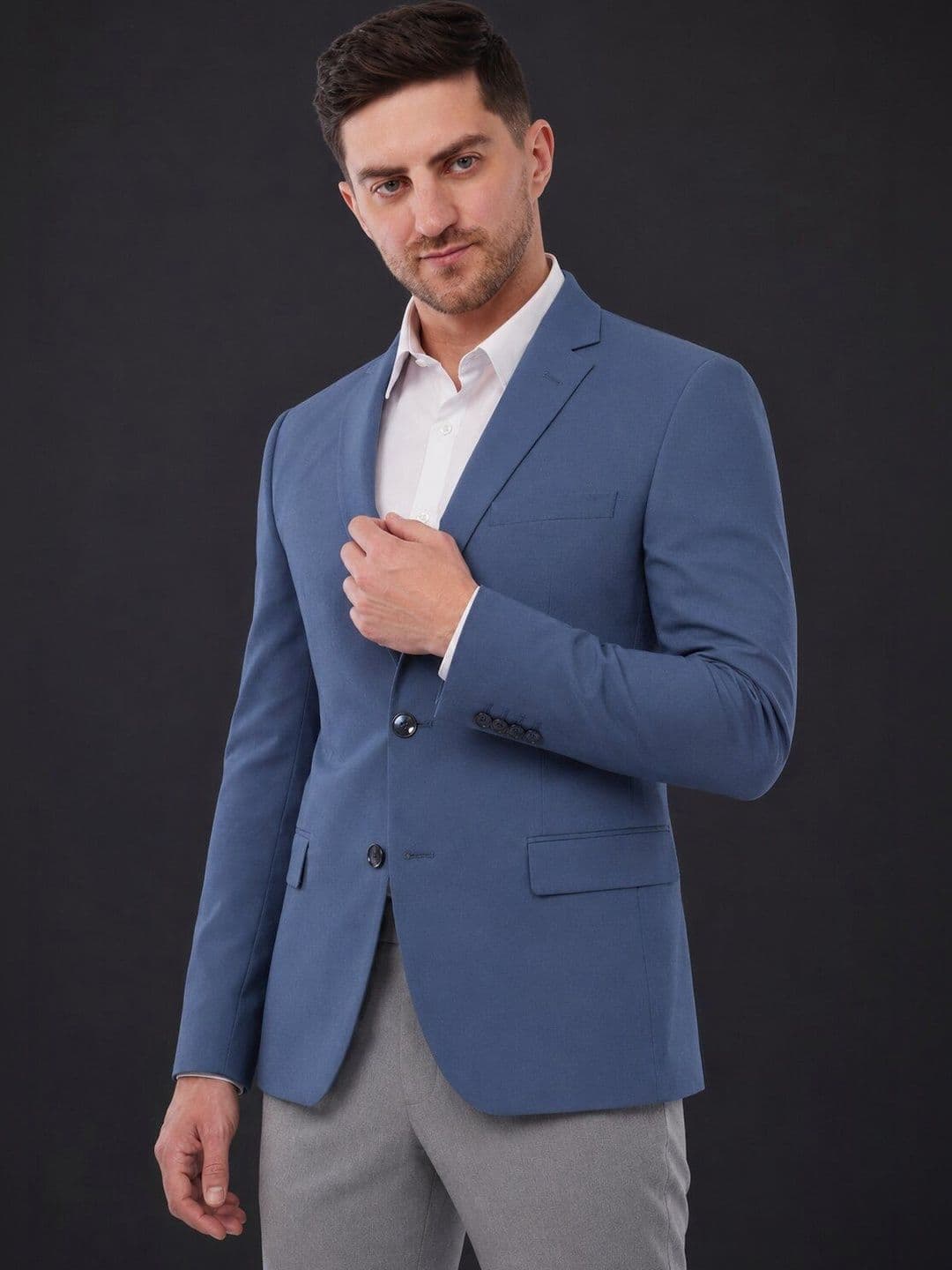 Integration Slim Fit Notched Lapel Collar Single-Breasted Formal Blazer - view 1