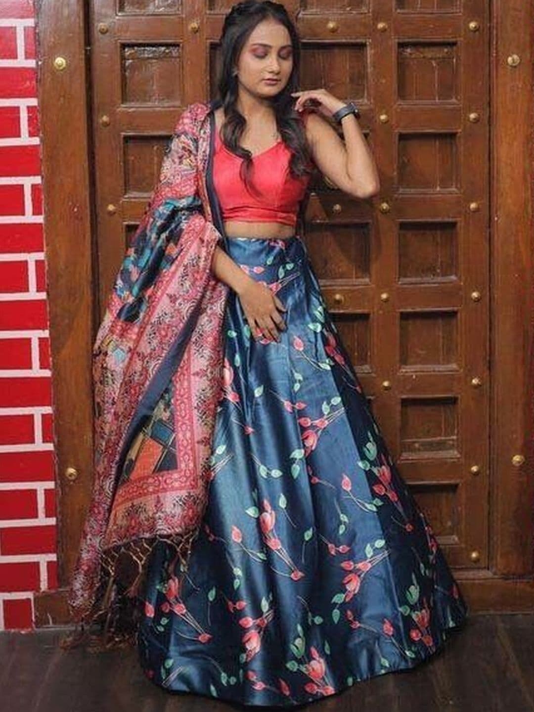KAHIRAA WHOLETEX Semi-Stitched Lehenga & Unstitched Blouse With Dupatta - view 1
