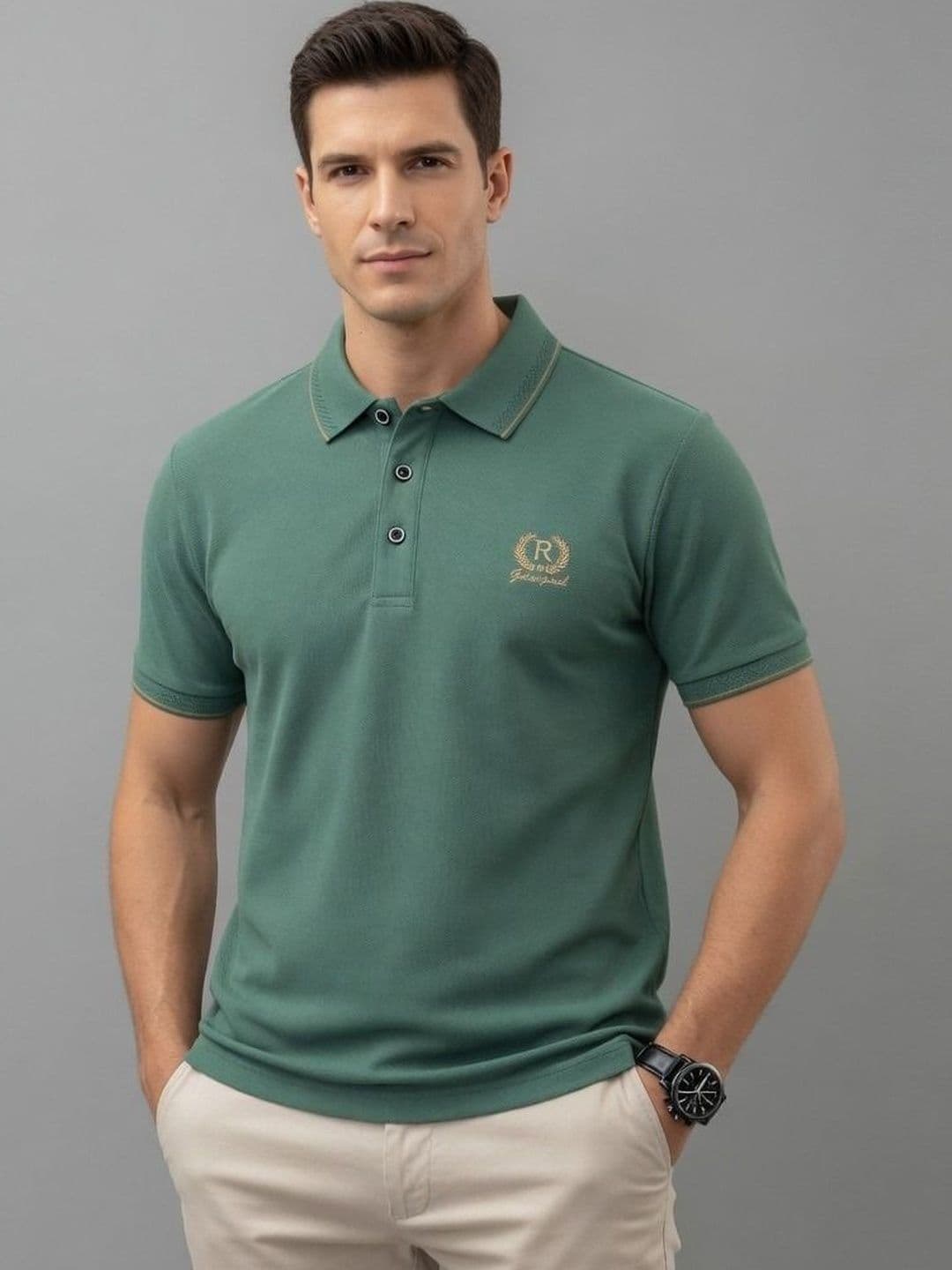 VOOTER Men Brand Logo Polo Collar T-shirt - view 1