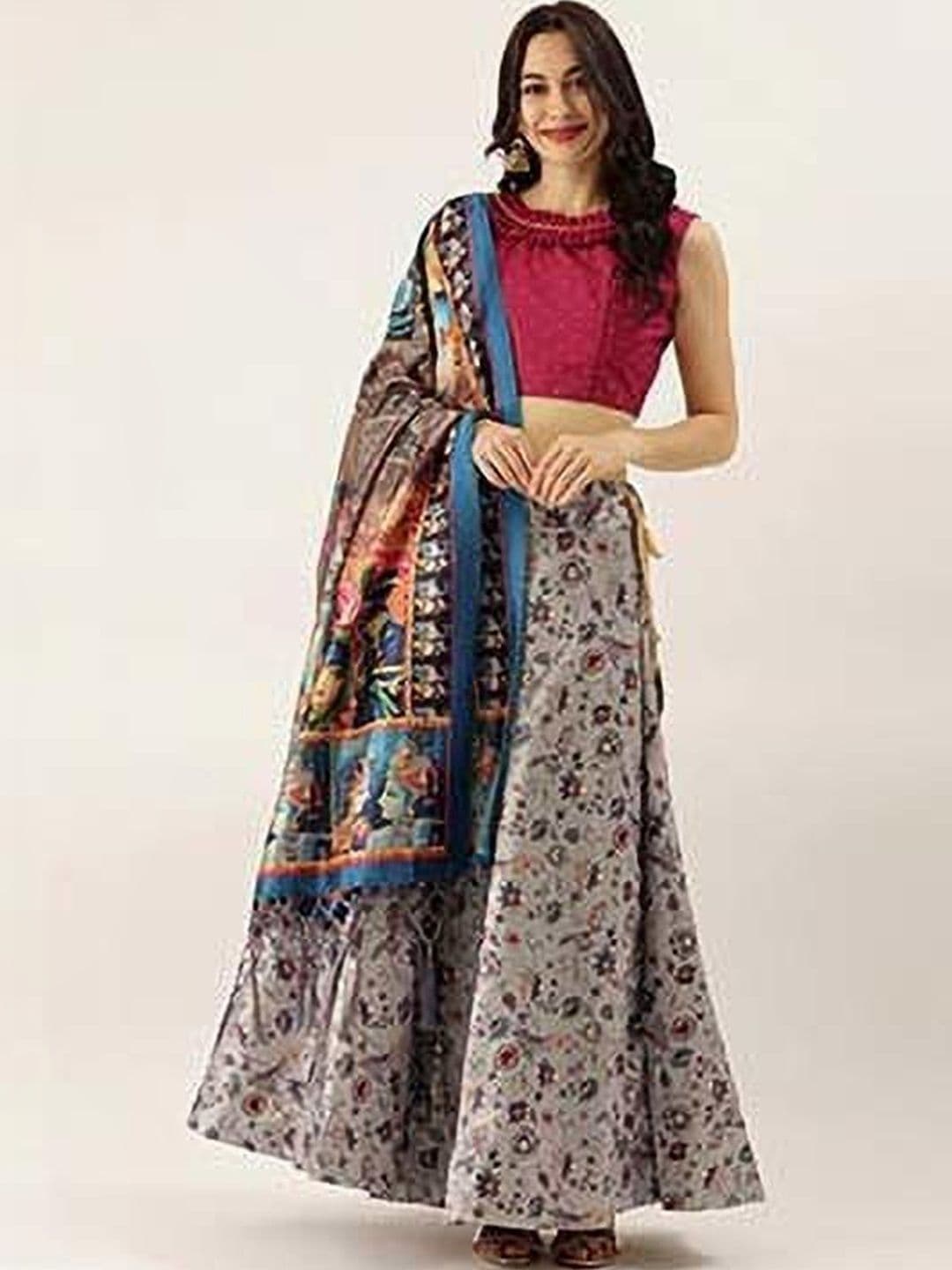 KAHIRAA WHOLETEX Embellished Semi-Stitched Lehenga & Unstitched Blouse With Dupatta - view 1
