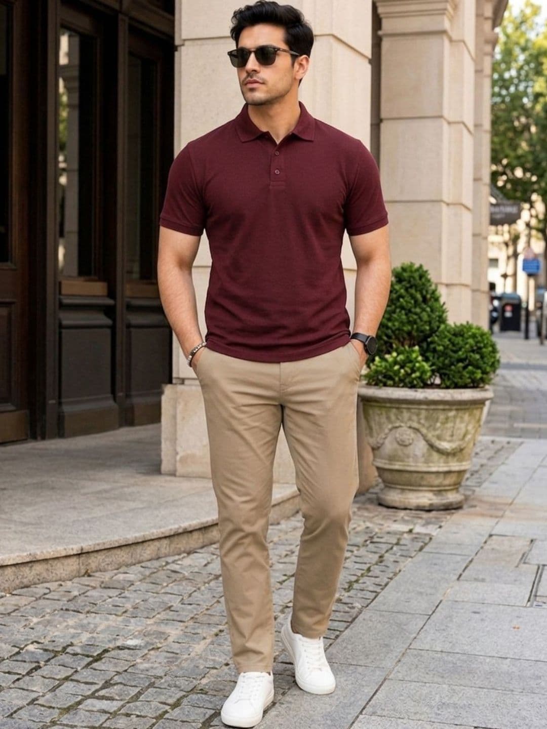 Roadster Men Solid Pure Cotton Polo Collar T-shirt - view 1