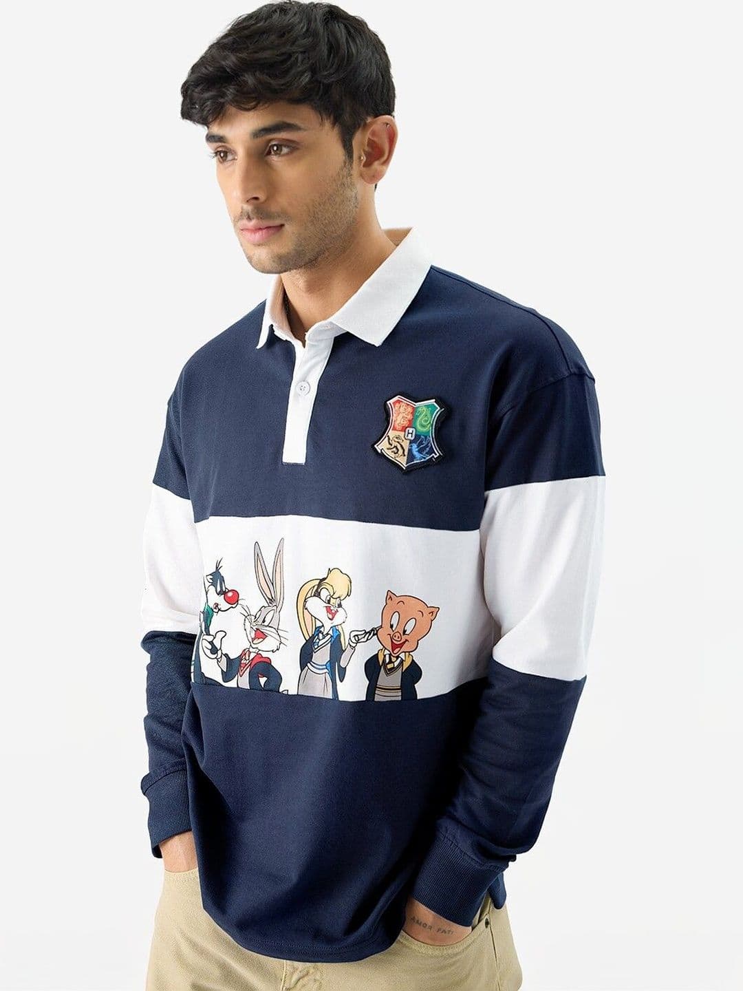 Pagalpan Men Colourblocked Polo Collar Applique T-shirt - view 1