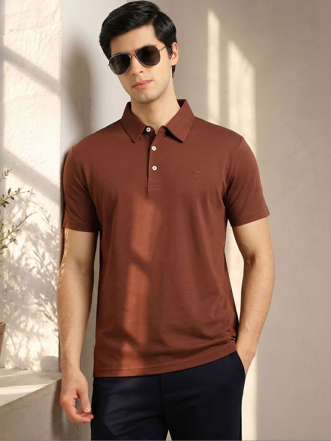 Thomas Scott Men Polo Collar Viscose Rayon Regular Fit T-shirt - view 1