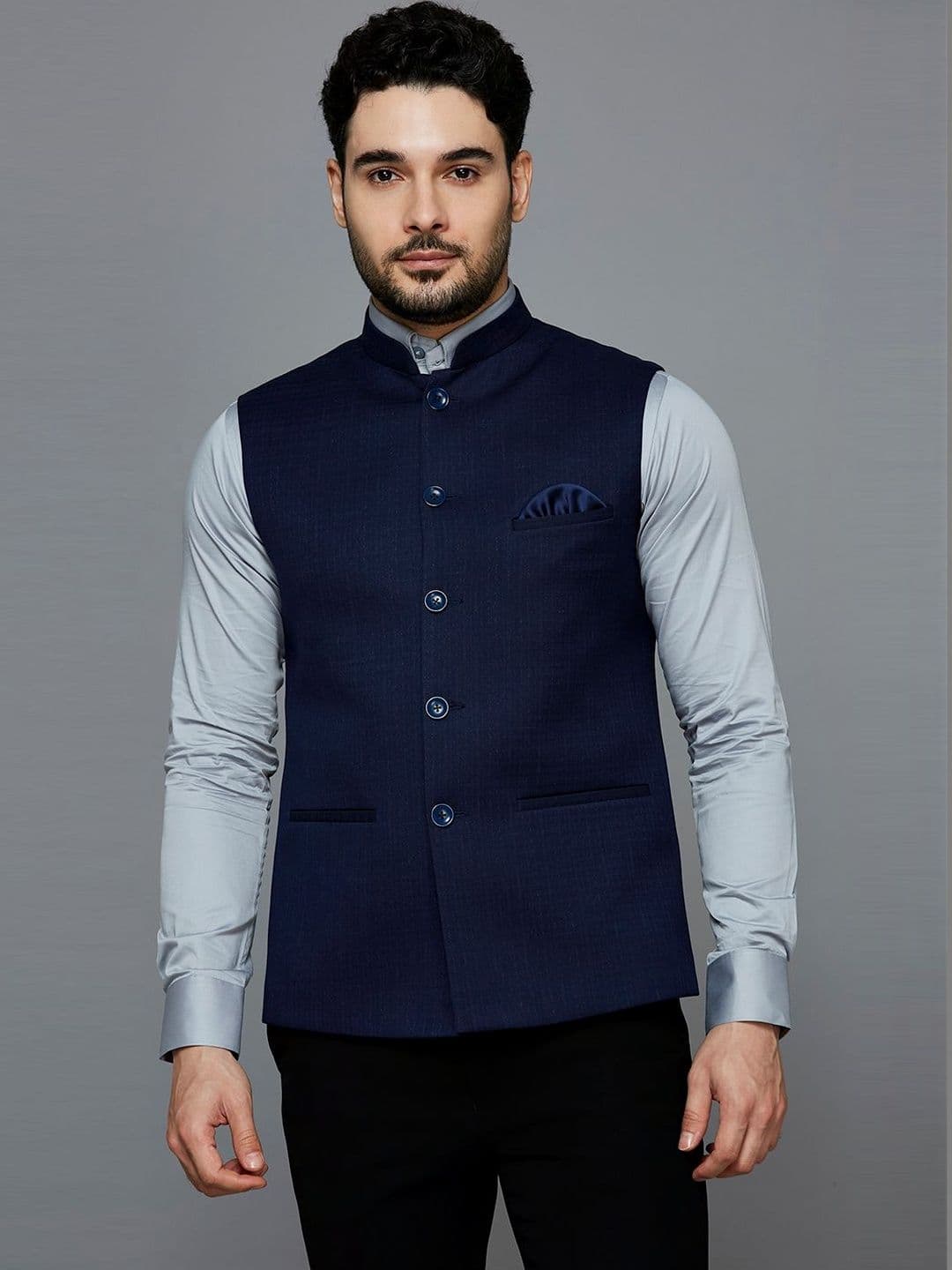 ESSAS club Self Design Mandarin-Neck Nehru Jacket - view 1